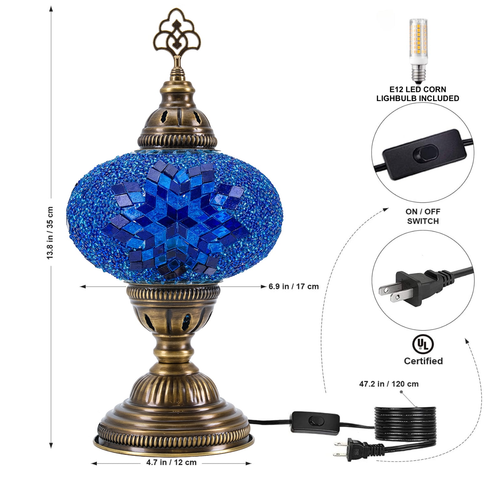 Mozaist Turkish Mosaic Table Lamp Blue Star