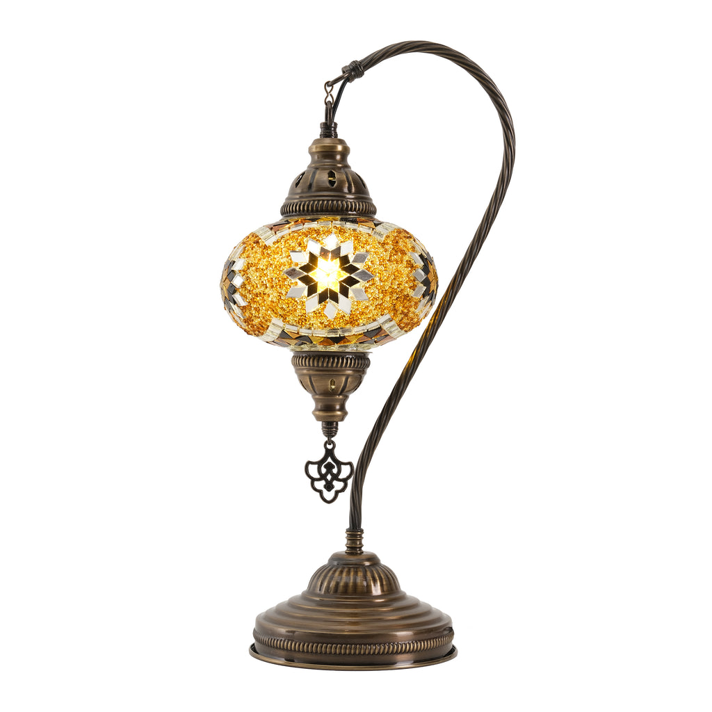 Mozaist Handmade Turkish Mosaic Swan Table Lamp Brown