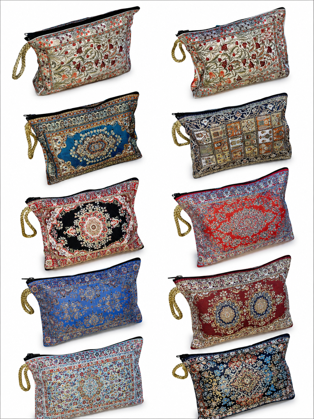 Woven Makeup Bag – Assorted Floral Tapestry Cosmetic Pouch – Zipper Travel Toiletry Organizer – 8.5" x 5.5"