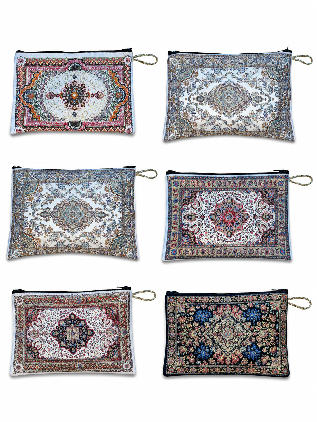 Woven Large Zipper Pouch – Assorted Turkish Inspired Designs – Polyester Fabric Cosmetic & Travel Organizer – 11.5 x 7.5 Inches