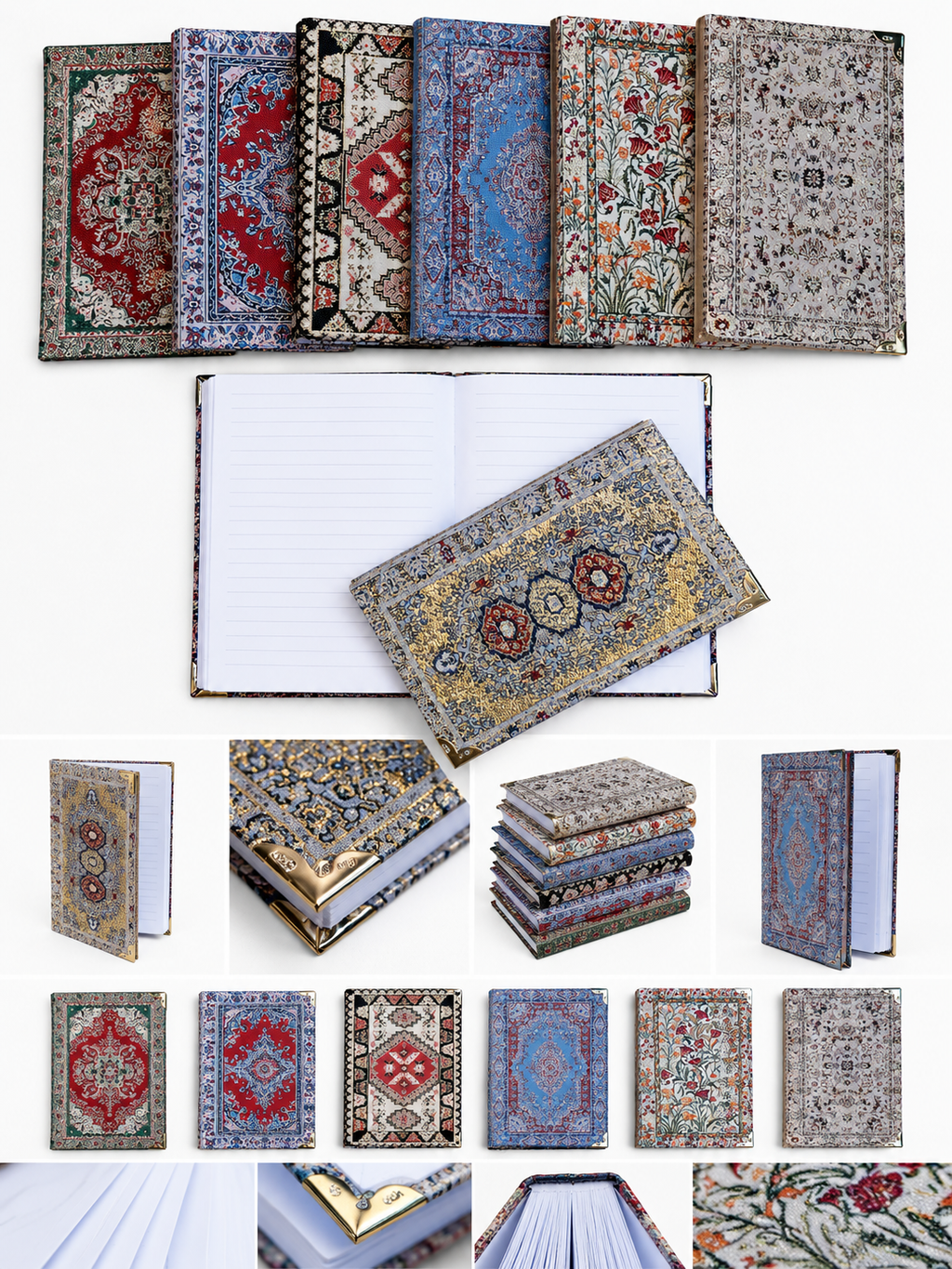 Mini Woven Fabric Journal Notebook – Assorted Turkish Inspired Designs – 3.5 x 5.5 Inch Pocket Notebook