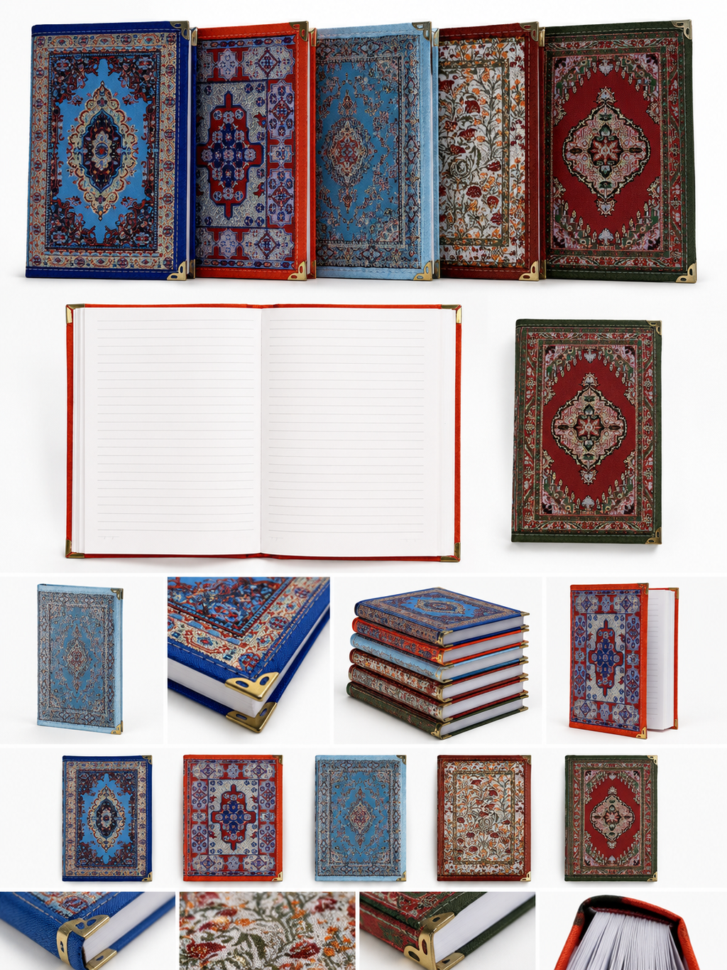 Woven Fabric Journal Notebook – Assorted Turkish Inspired Designs – 5.5 x 8 Inch Decorative Hardcover Notebook