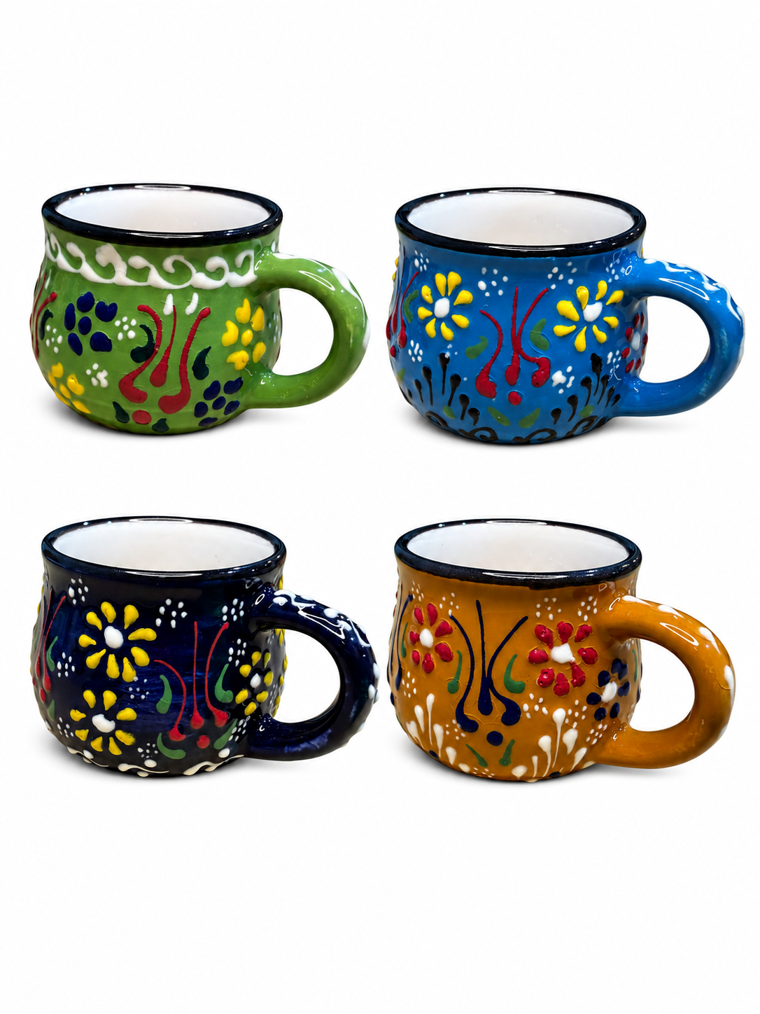 Handmade Turkish Ceramic Mug – Hand-Painted Lead-Free Artisan Coffee Cup – Assorted Colors