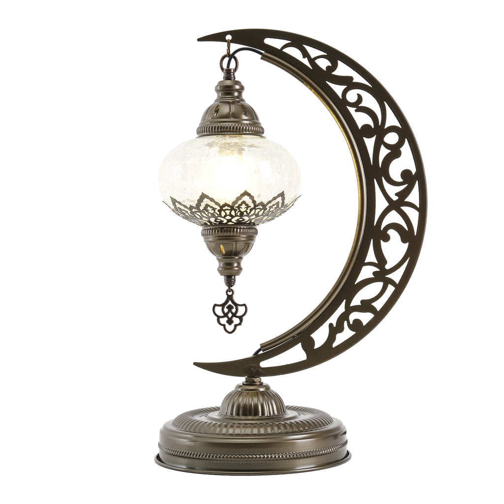 Turkish Mosaic Crescent Table Lamp Clear Craked