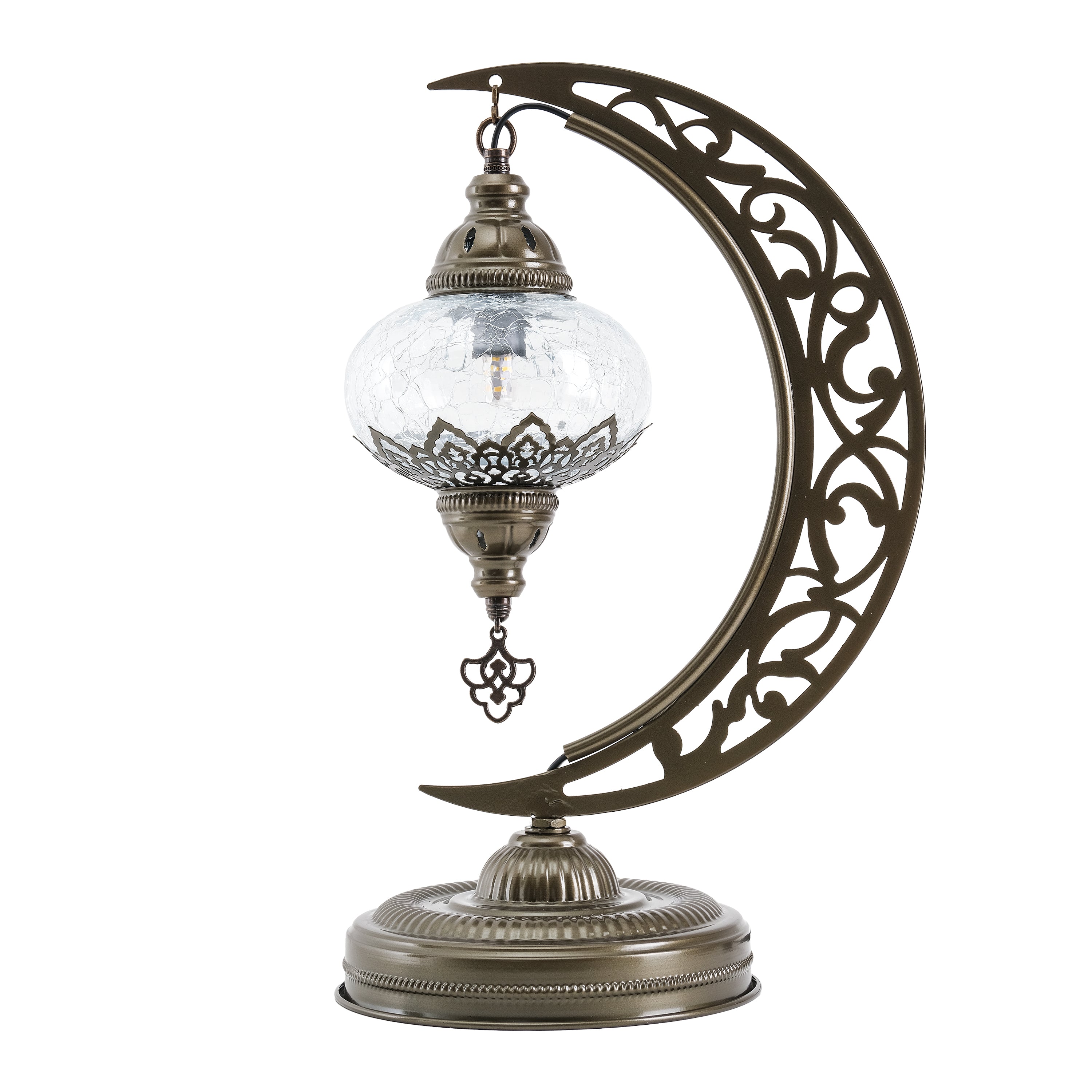 Turkish Mosaic Crescent Table Lamp Clear Craked