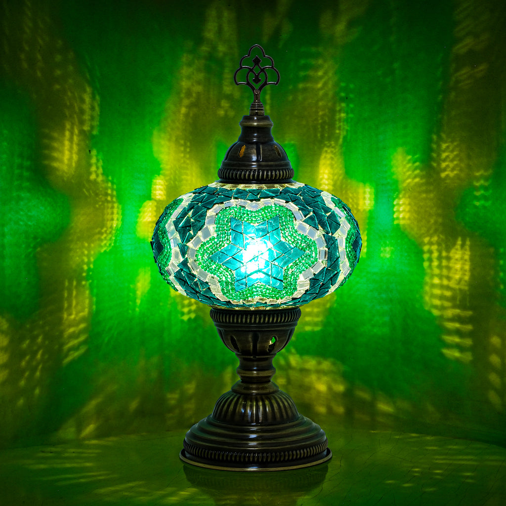 Mozaist Turkish Mosaic Table Lamp Emerald Green