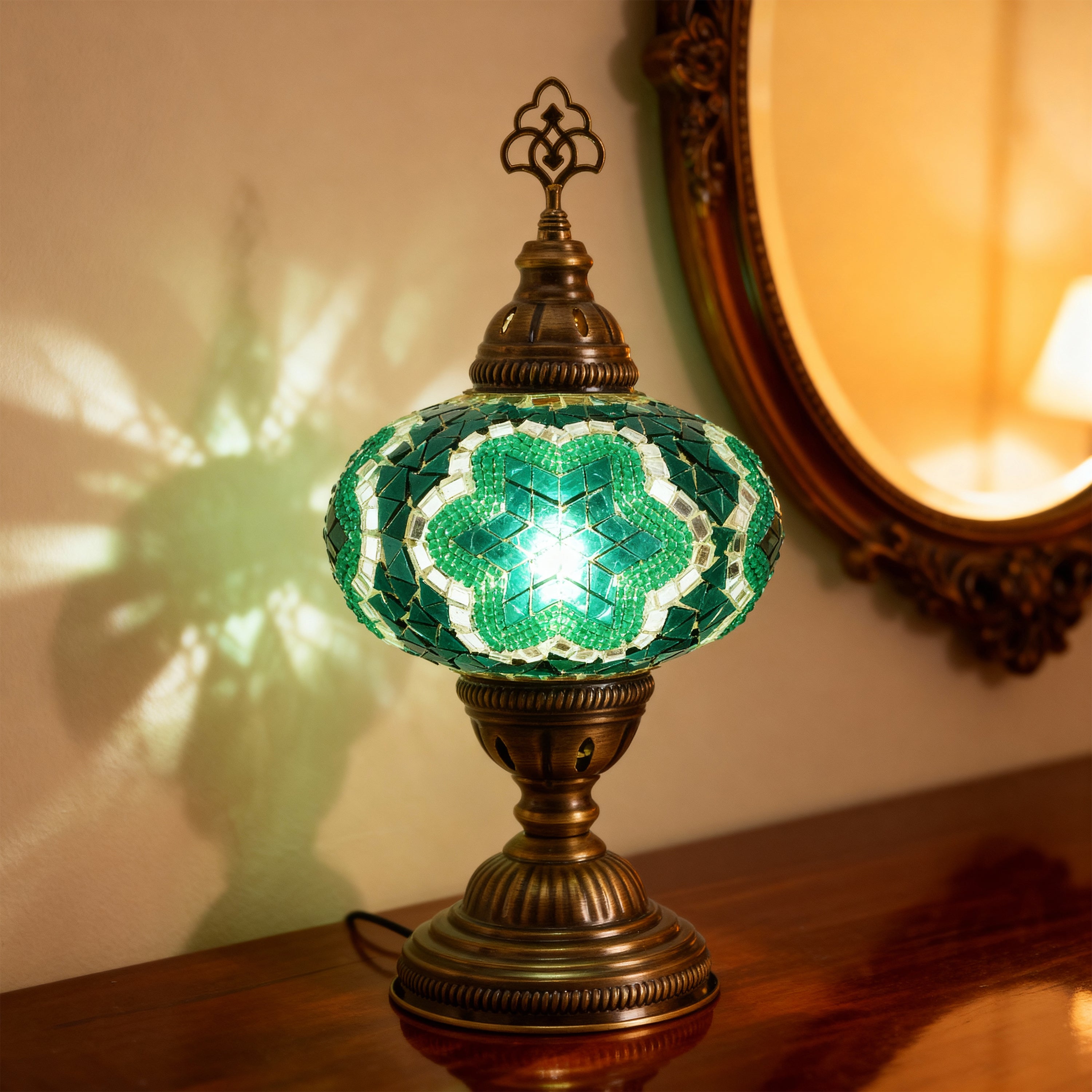 Mozaist Turkish Mosaic Table Lamp Emerald Green