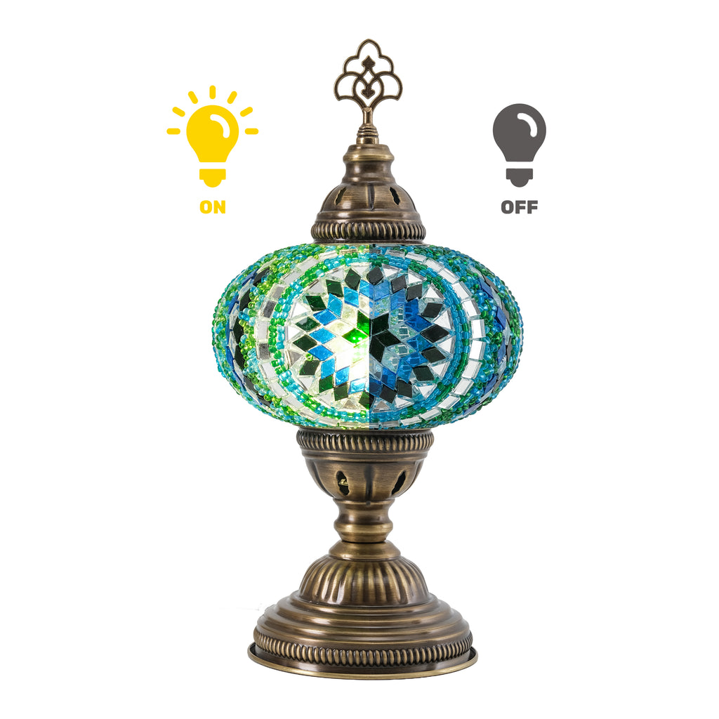 Mozaist Turkish Mosaic Table Lamp Teal Green