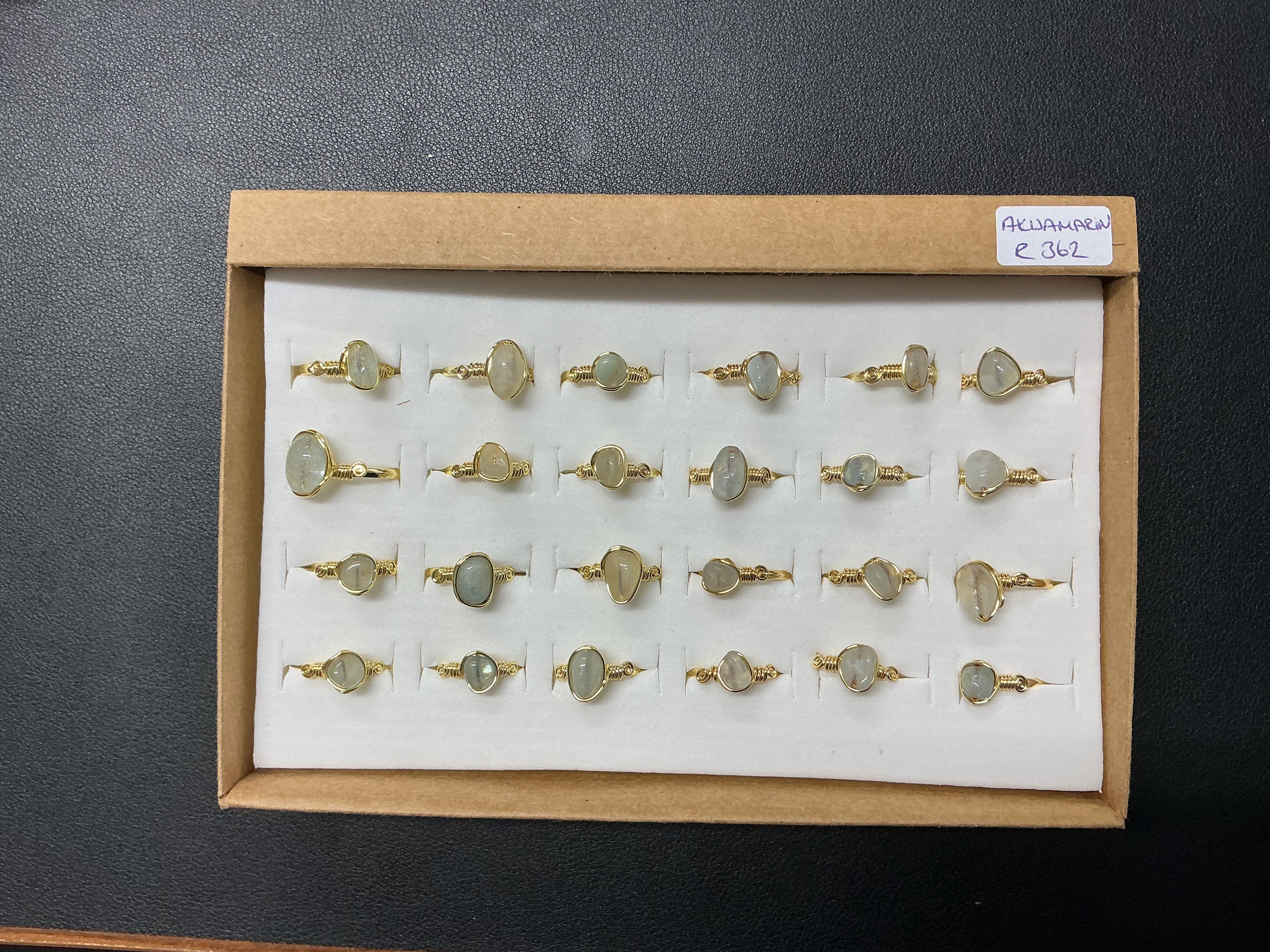 Handcrafted Aqua Marine Ring Collection – Copper metarial Gold-Polish Silver and Matte Silver Plated Copper R-362