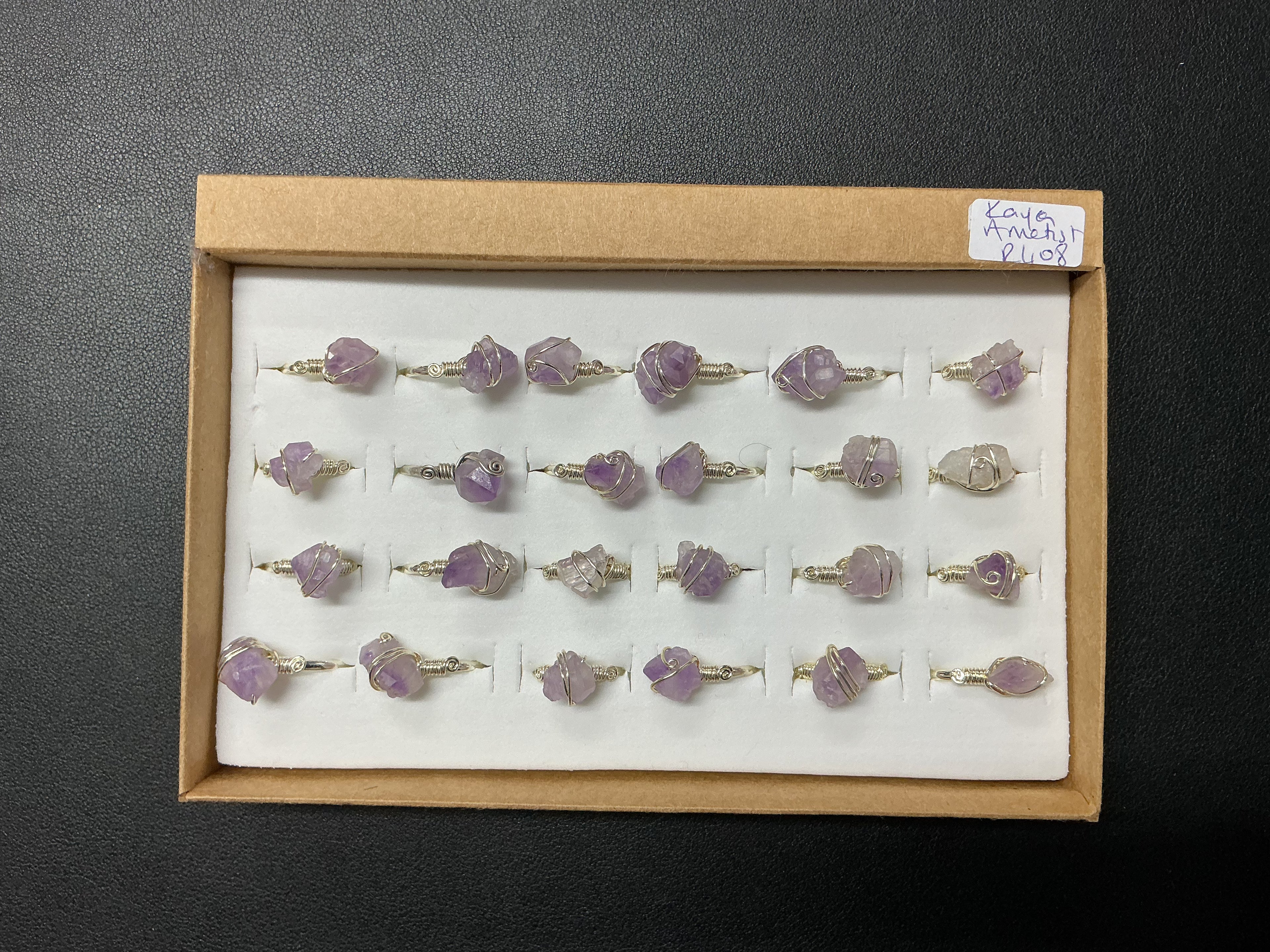 Handcrafted Amethyst Stone Ring – Gold, Polish Silver & Matte Silver Plated Copper (R-408)