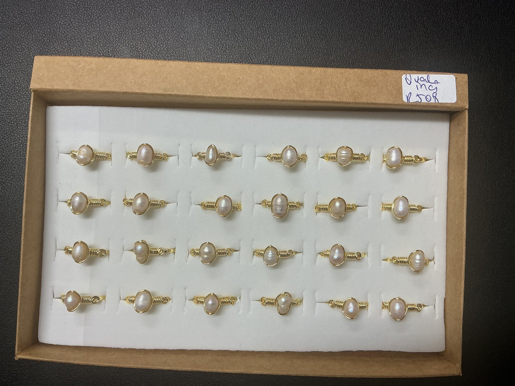 Handcrafted Pearl Ring – Gold Plated Copper (R-508)