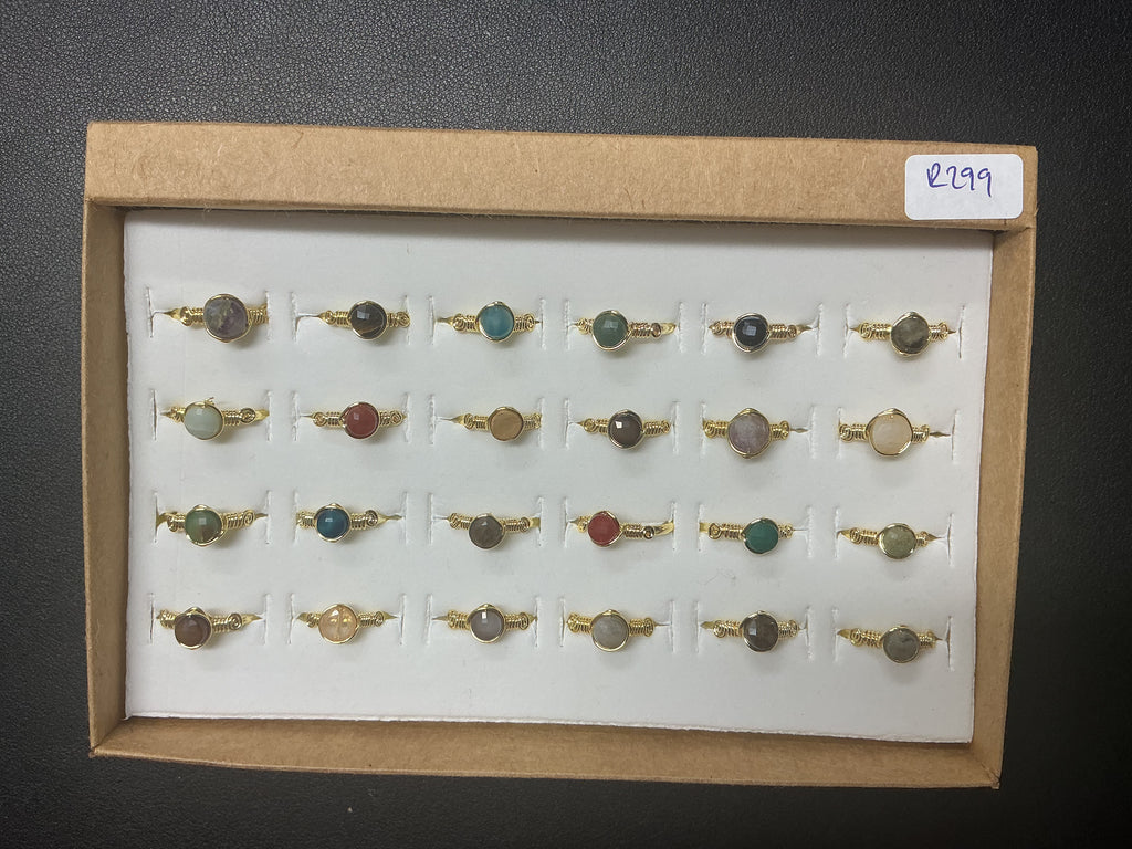 Handcrafted Natural Stone Ring Collection – Gold- Mat Silver-Polish Silver Plated Copper (R-299)