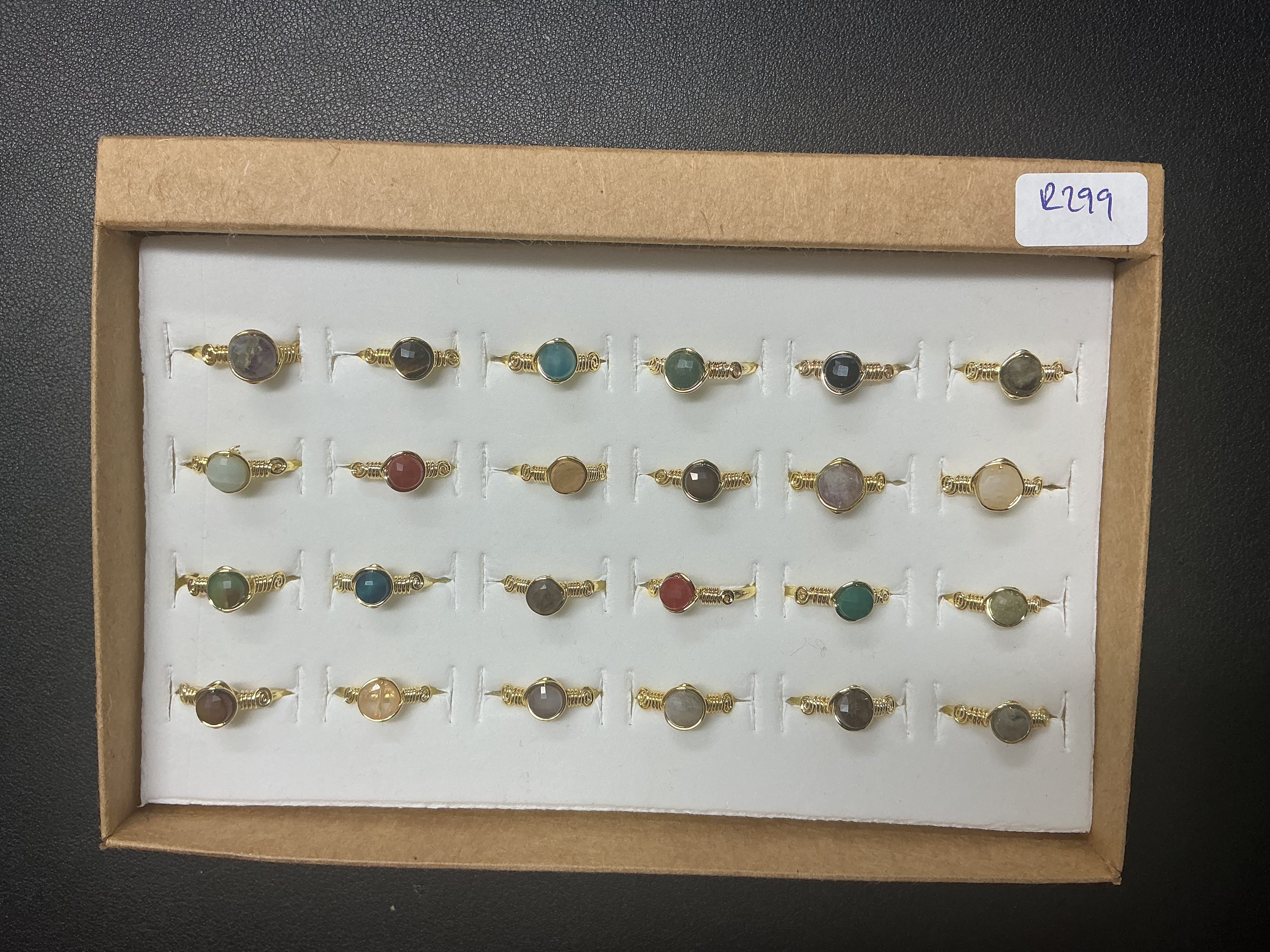 Handcrafted Natural Stone Ring Collection – Gold- Mat Silver-Polish Silver Plated Copper (R-299)