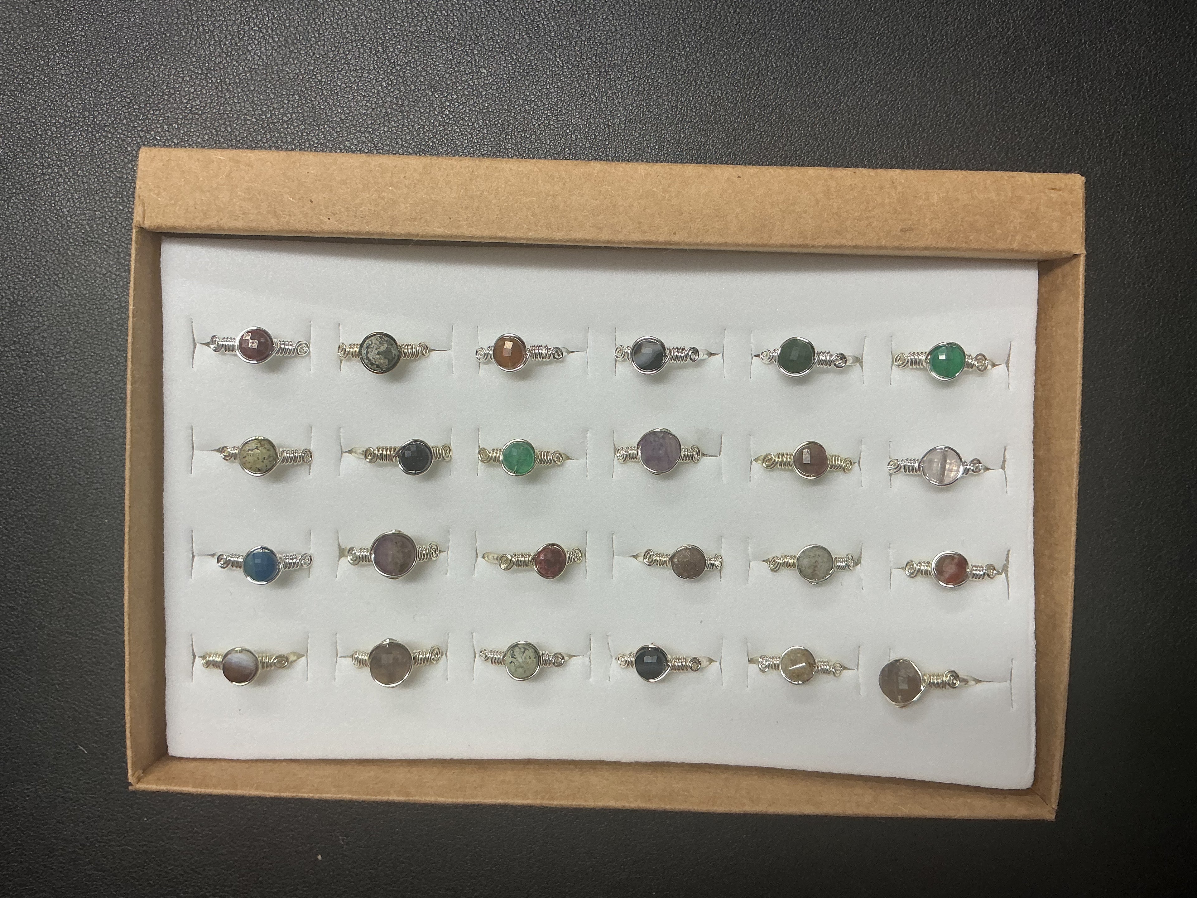 Handcrafted Natural Stone Ring Collection – Gold- Mat Silver-Polish Silver Plated Copper (R-299)