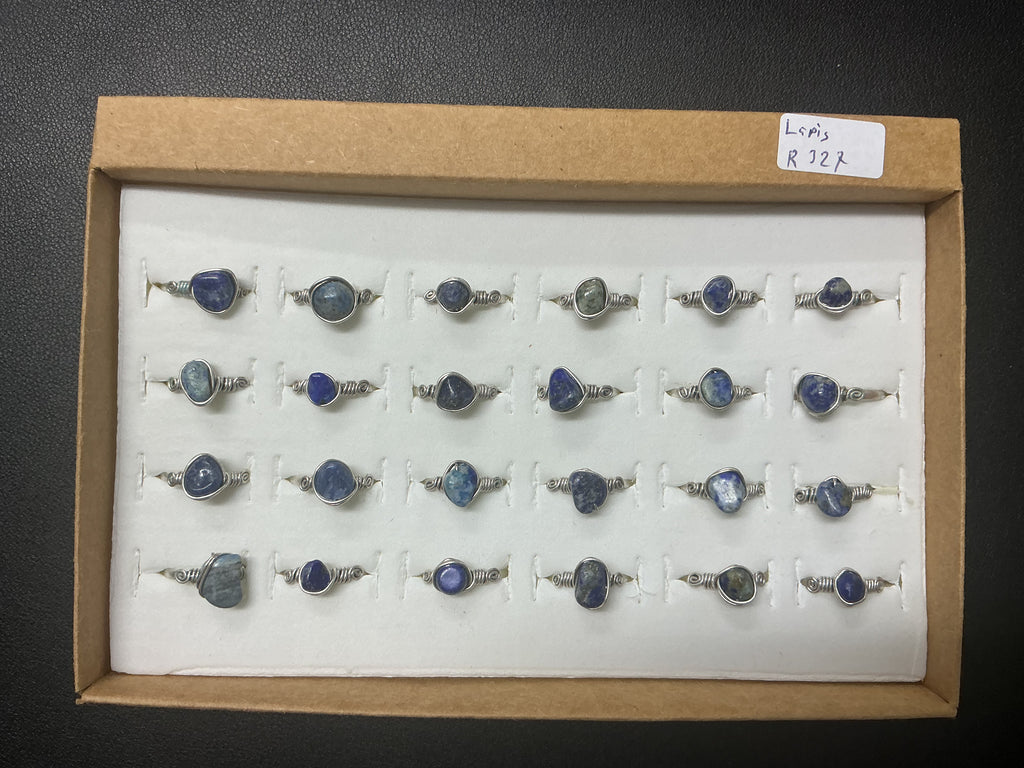 Handcrafted Lapis Lazuli Copper Ring – Matte Silver Finish (R-327)