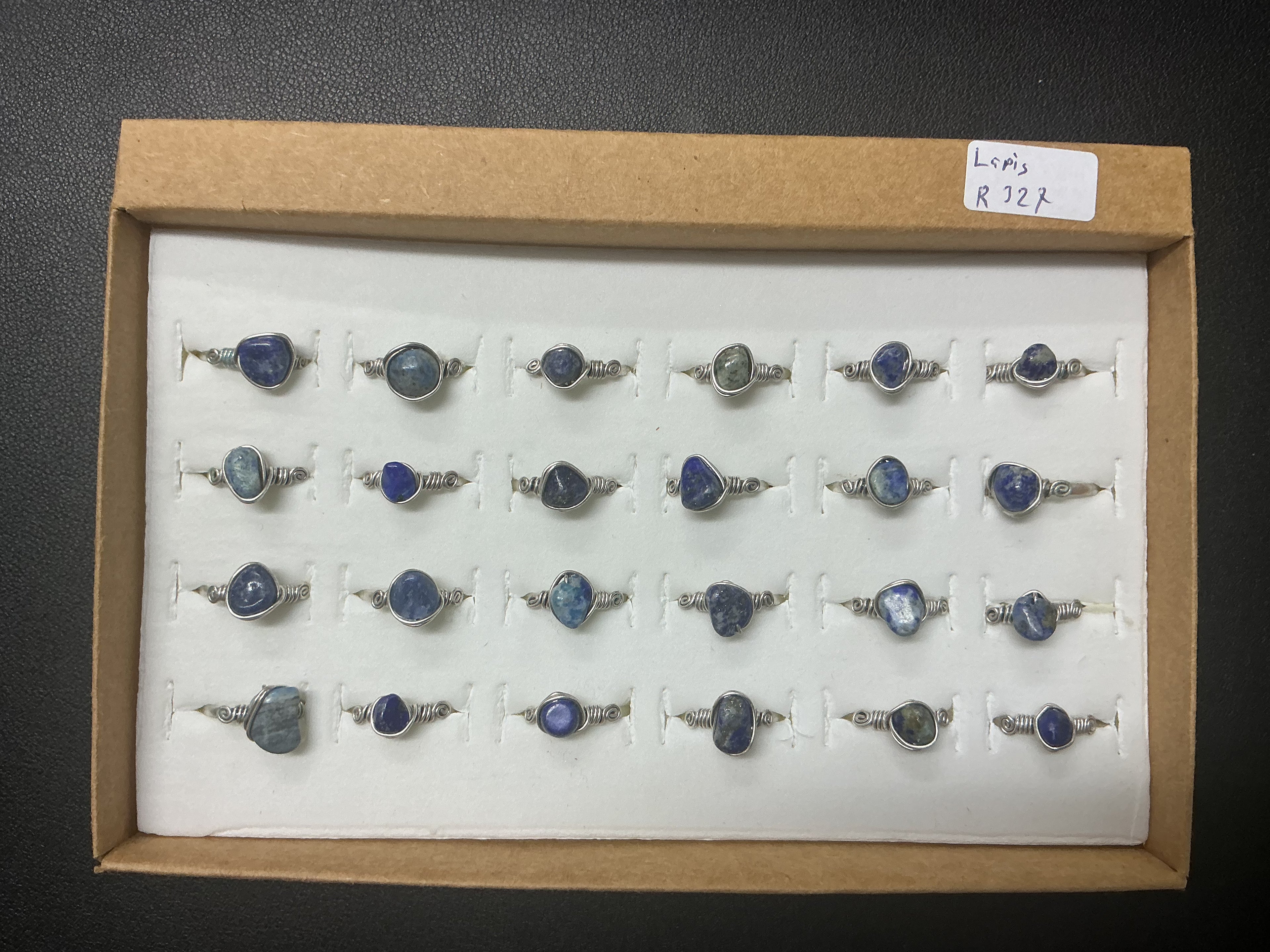 Handcrafted Lapis Lazuli Copper Ring – Matte Silver Finish (R-327)