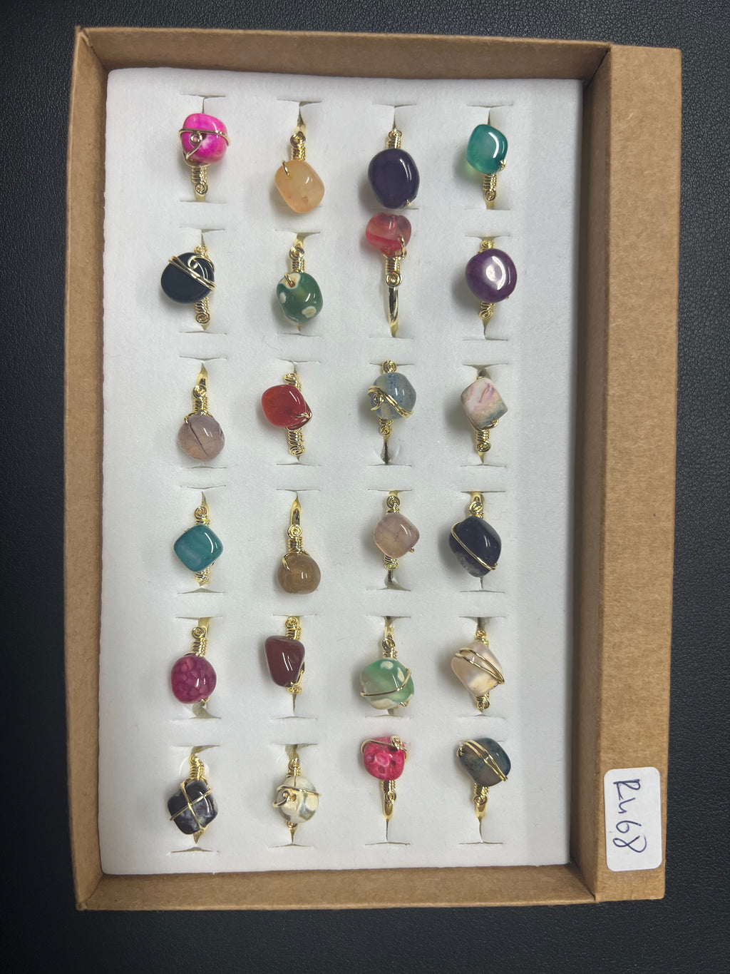 Handcrafted Natural Stone Ring Collection – Gold- Mat Silver-Polish Silver Plated Copper (R468)