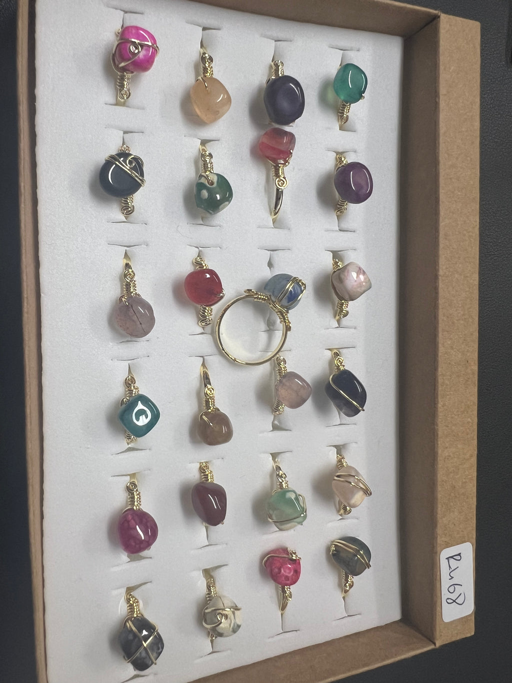 Handcrafted Natural Stone Ring Collection – Gold- Mat Silver-Polish Silver Plated Copper (R468)