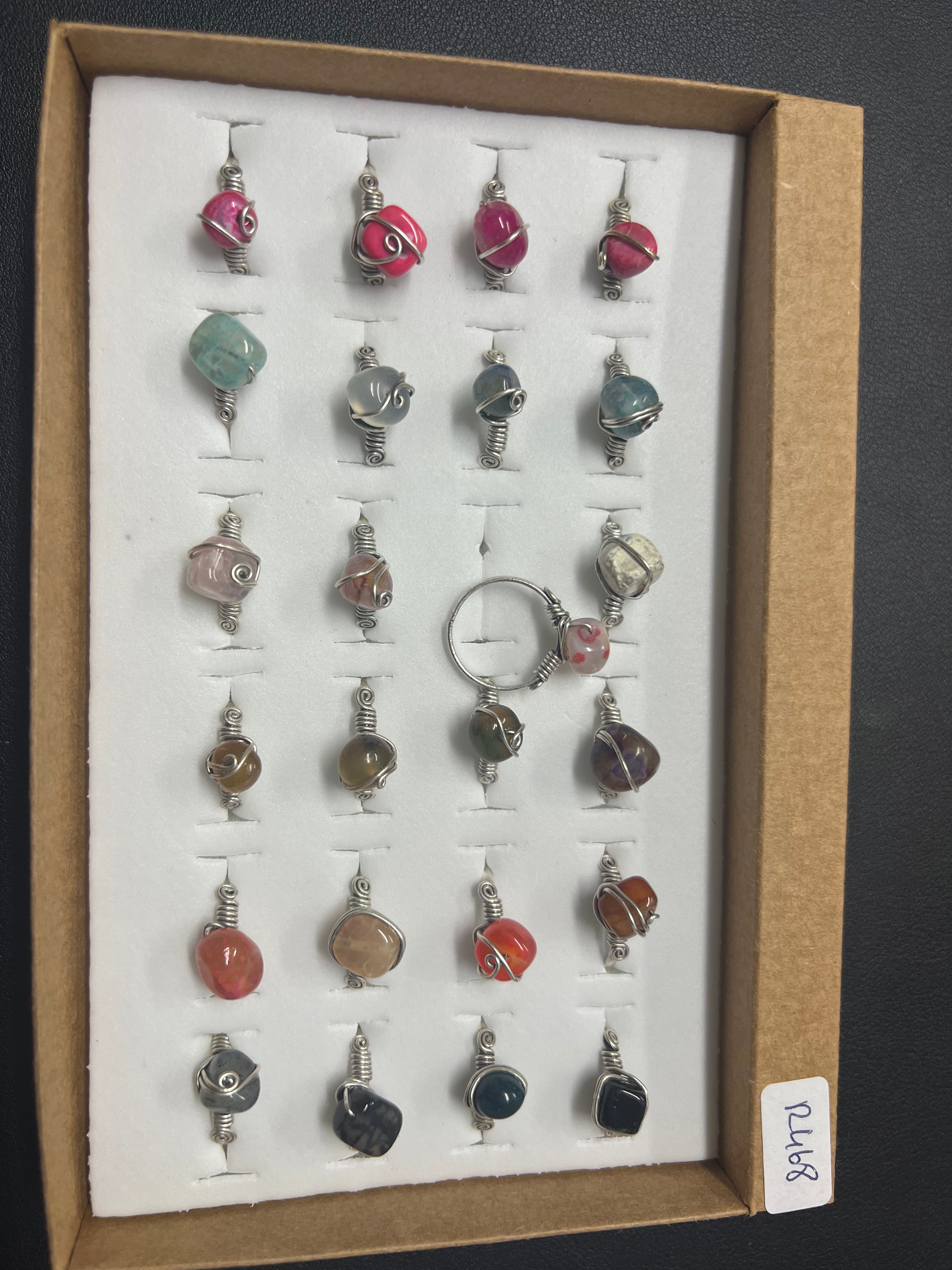 Handcrafted Natural Stone Ring Collection – Gold- Mat Silver-Polish Silver Plated Copper (R468)
