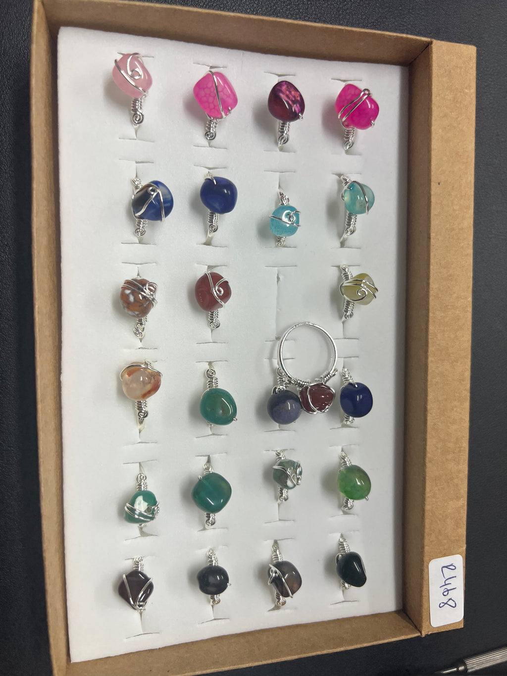 Handcrafted Natural Stone Ring Collection – Gold- Mat Silver-Polish Silver Plated Copper (R468)
