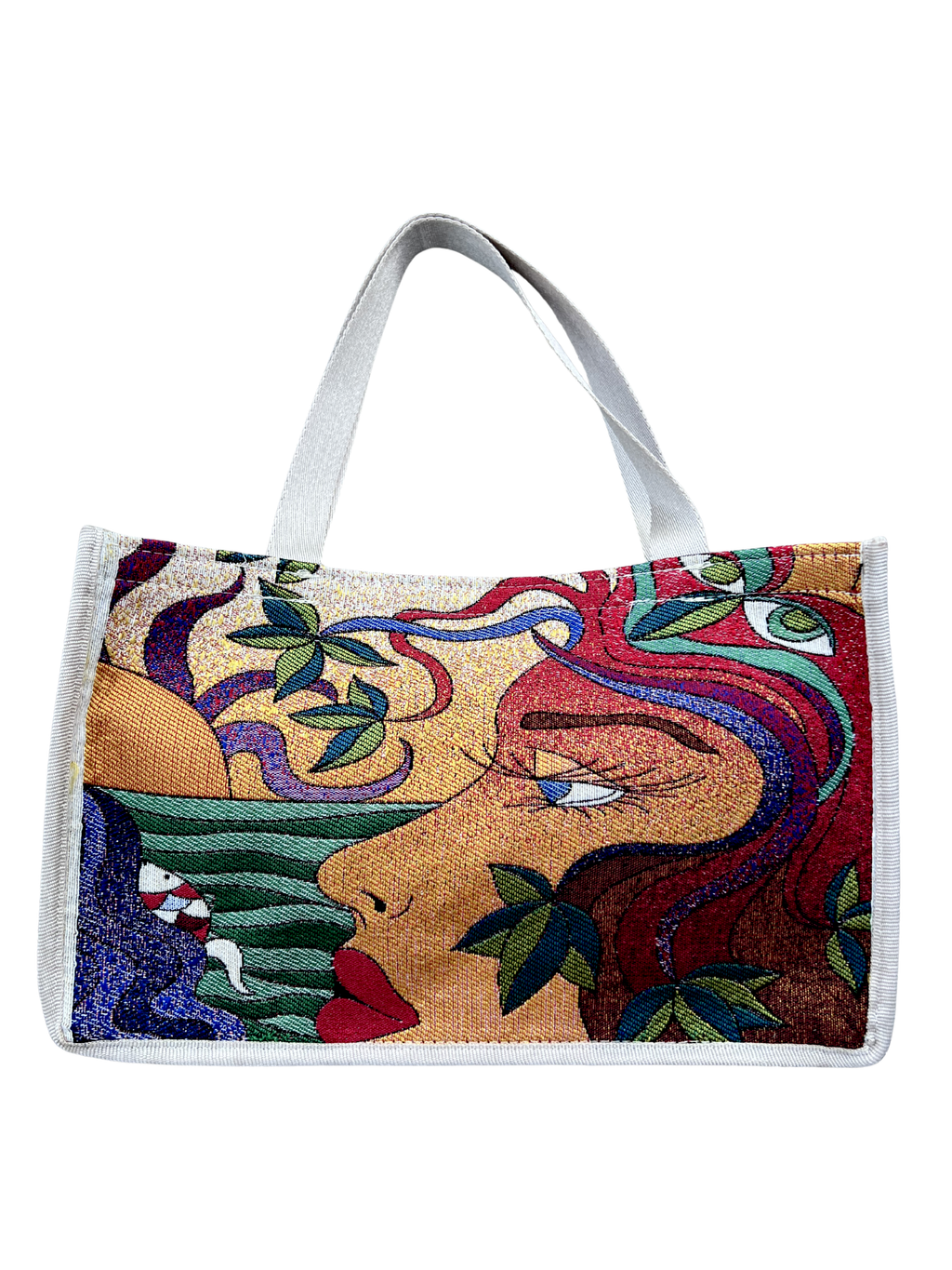 Woven Tapestry Tote Bag | Assorted Designs | 13" Cotton Everyday Shopping Bag | Hook & Loop Closure