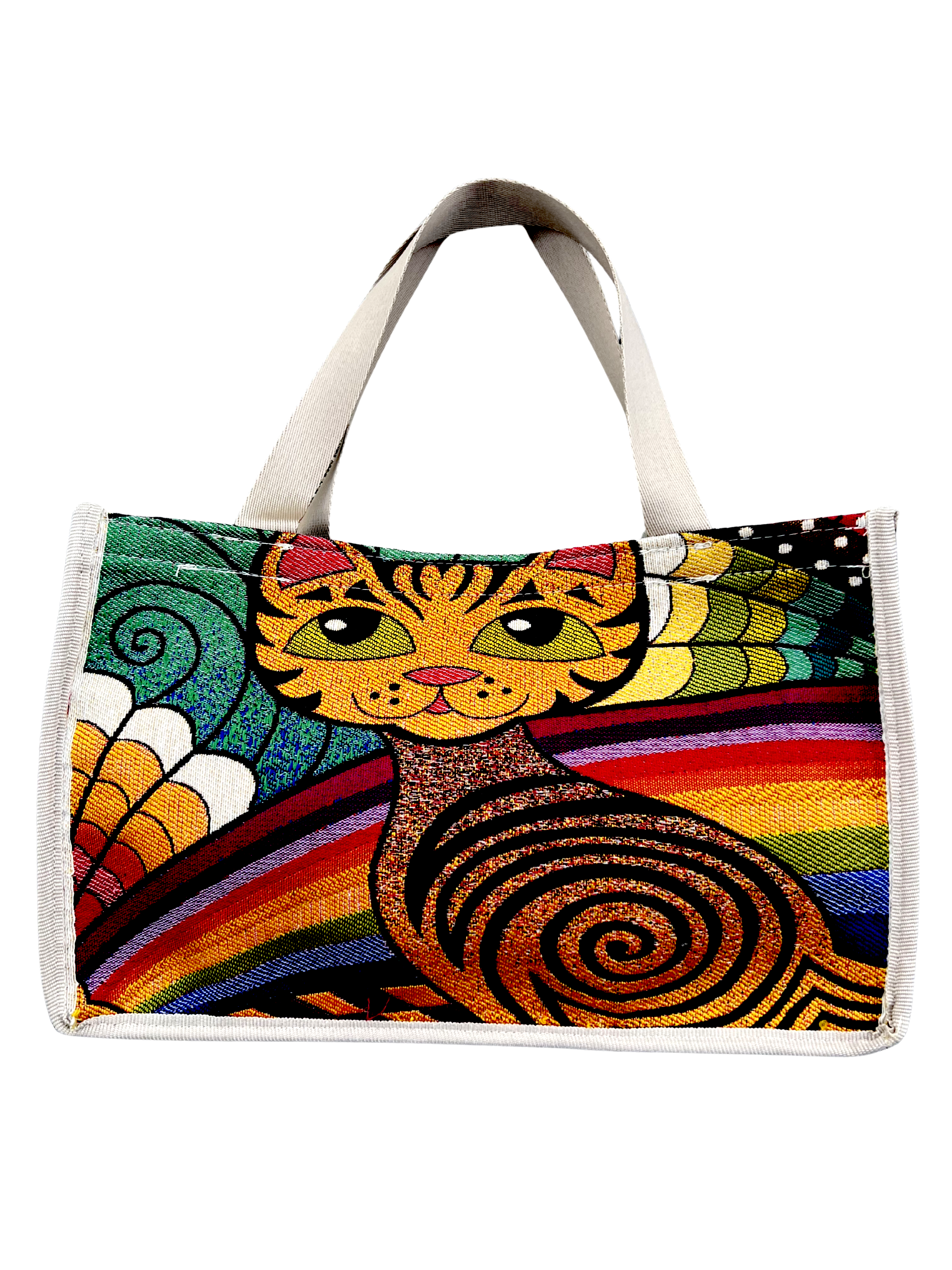Woven Tapestry Tote Bag | Assorted Designs | 13" Cotton Everyday Shopping Bag | Hook & Loop Closure