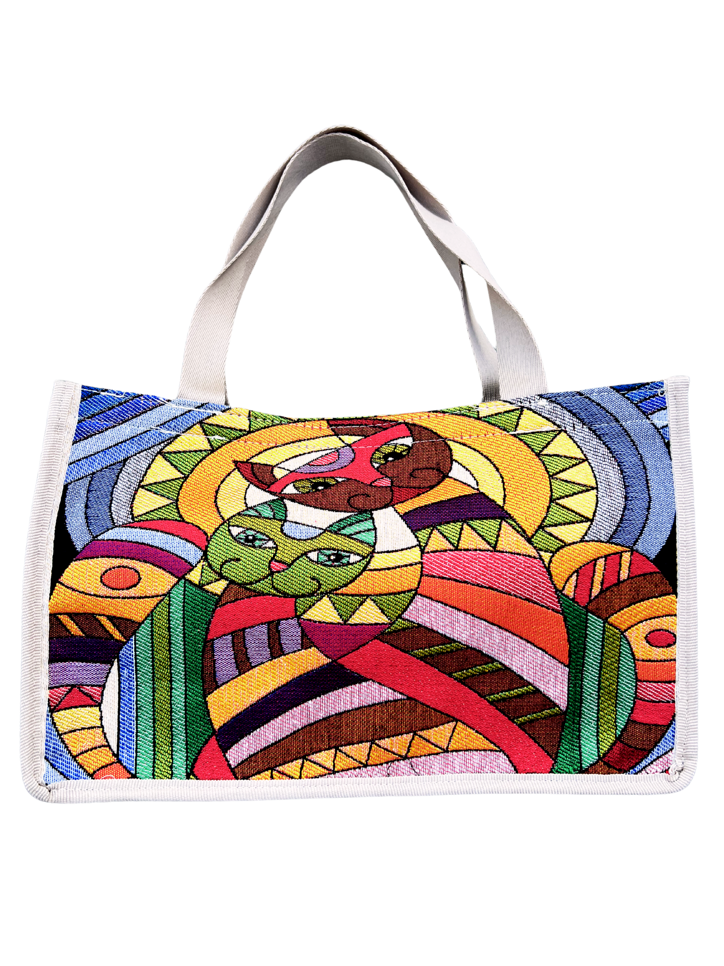 Woven Tapestry Tote Bag | Assorted Designs | 13" Cotton Everyday Shopping Bag | Hook & Loop Closure