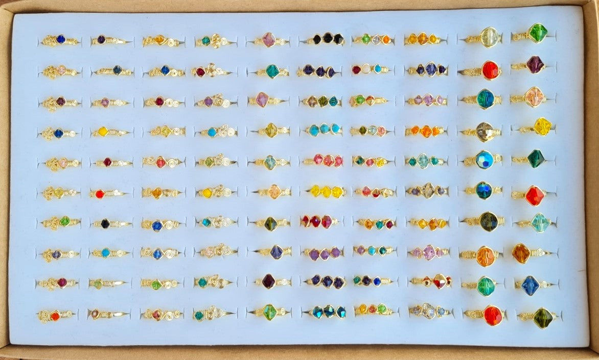 Handcrafted Natural Stone Ring Collection – Gold - Silver Plated Copper M-273