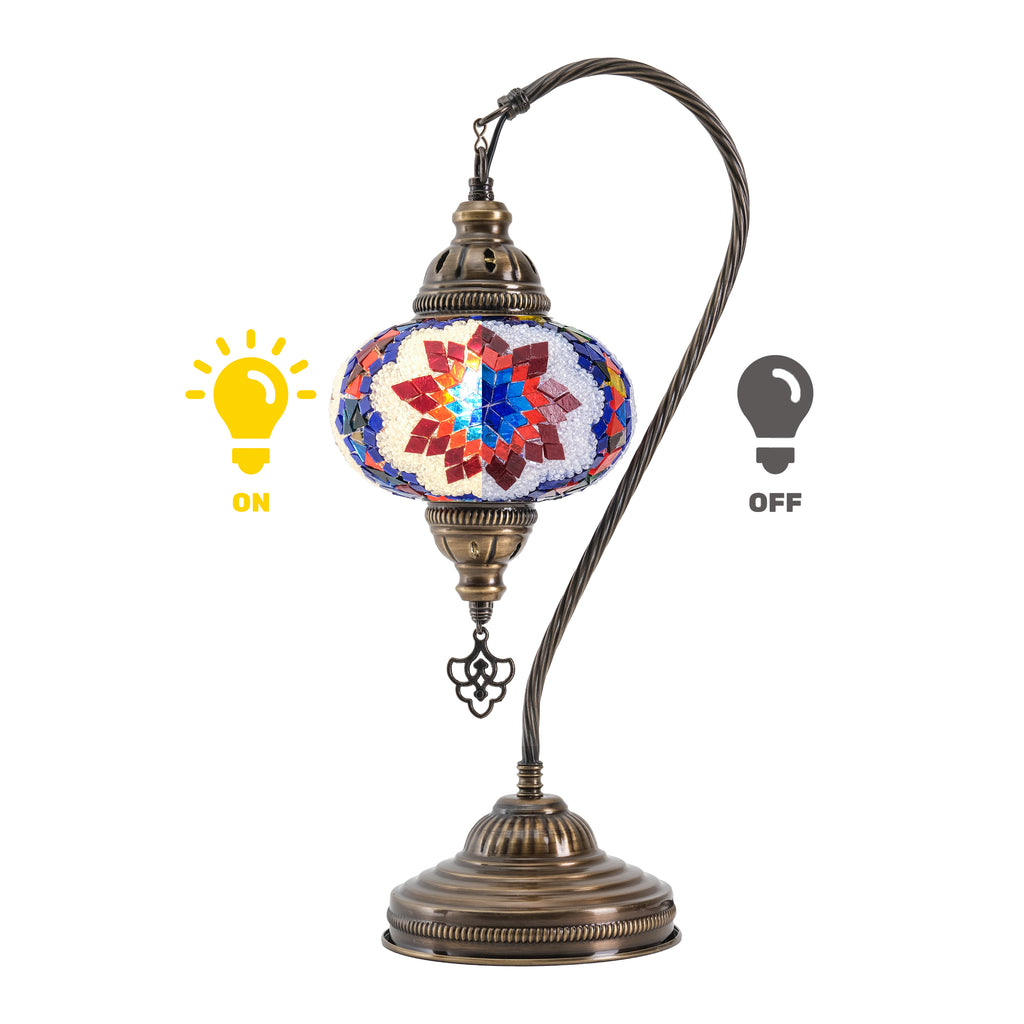 Mozaist Handmade Turkish Mosaic Swan Table Lamp Multicolor
