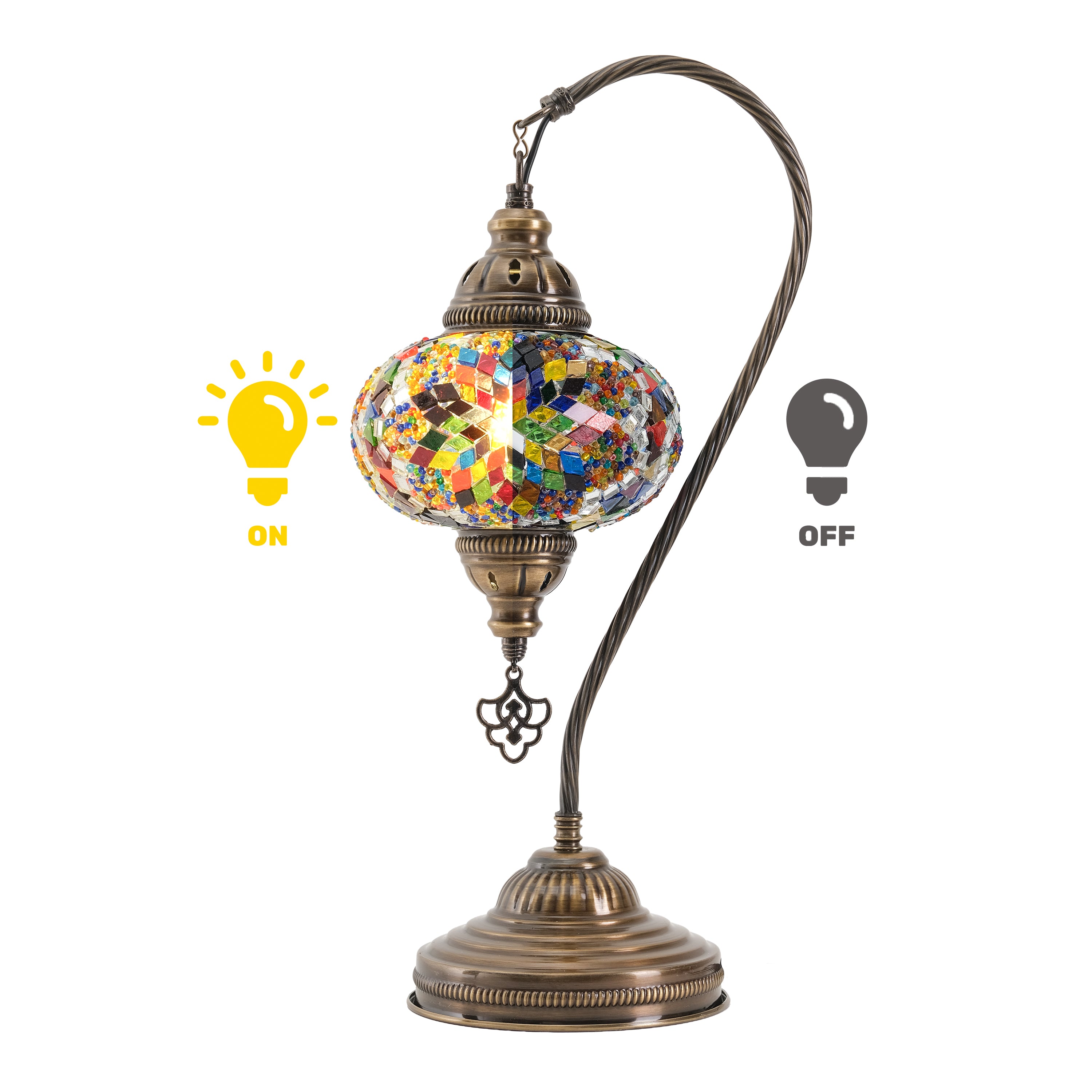 Mozaist Handmade Turkish Mosaic Swan Table Lamp Multicolor