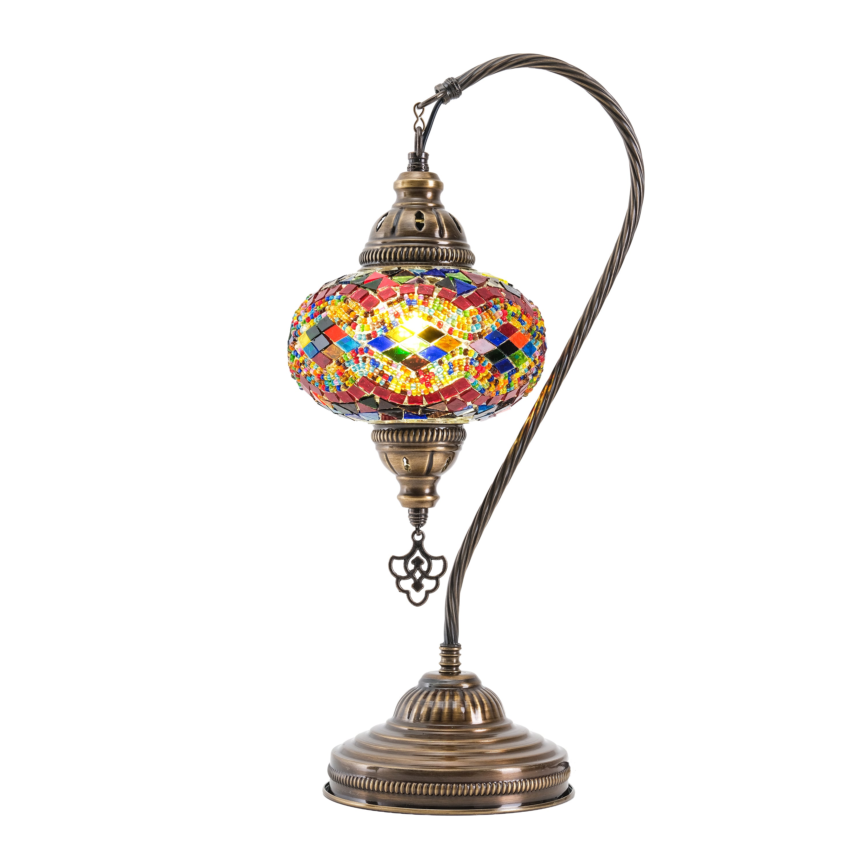 Mozaist Handmade Turkish Mosaic Swan Table Lamp Rainbow