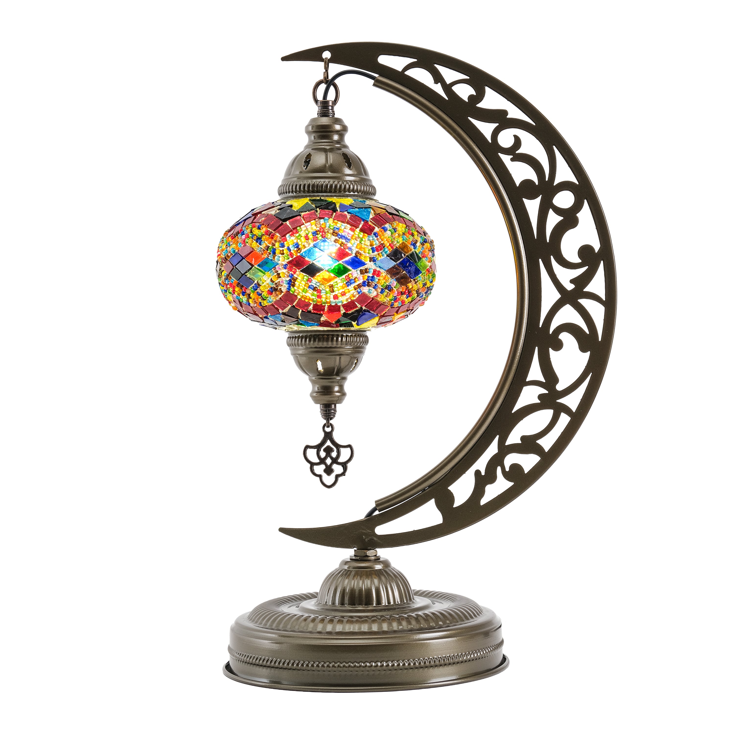 Turkish Mosaic Crescent Table Lamp (Rainbow)