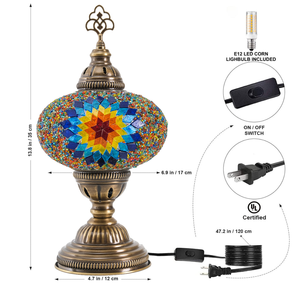 Mozaist Turkish Mosaic Table Lamp Multicolor Star