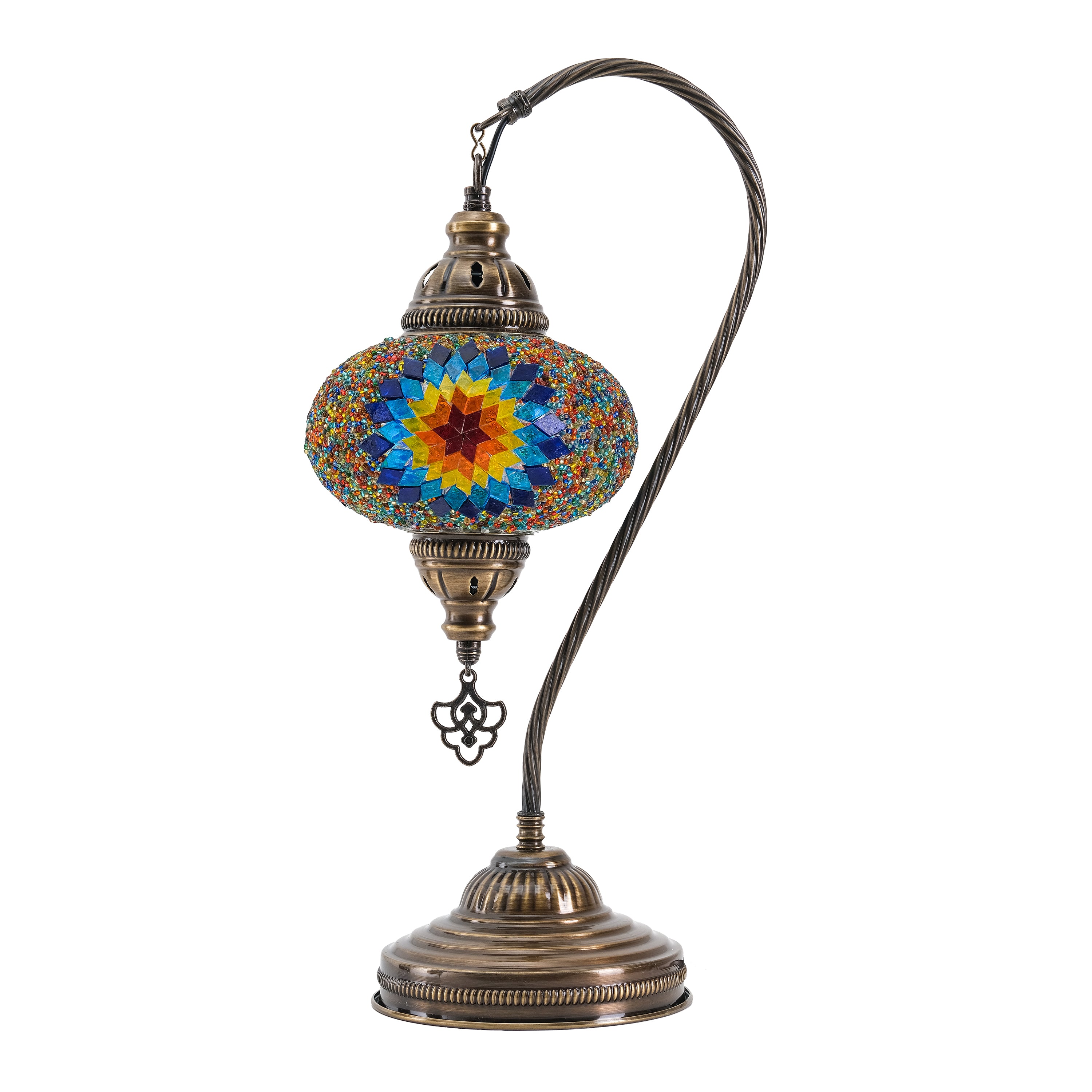 Mozaist Handmade Turkish Mosaic Swan Table Lamp Rainbow