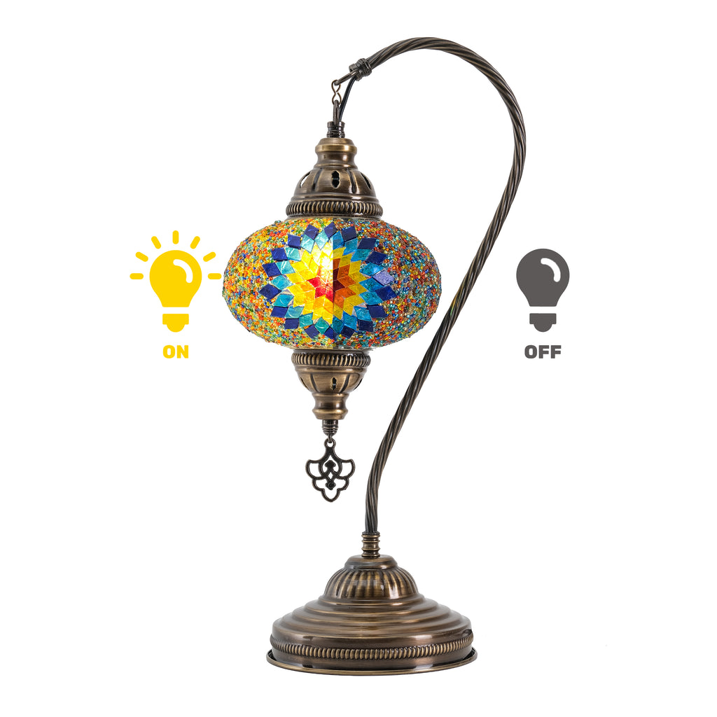 Mozaist Handmade Turkish Mosaic Swan Table Lamp Rainbow