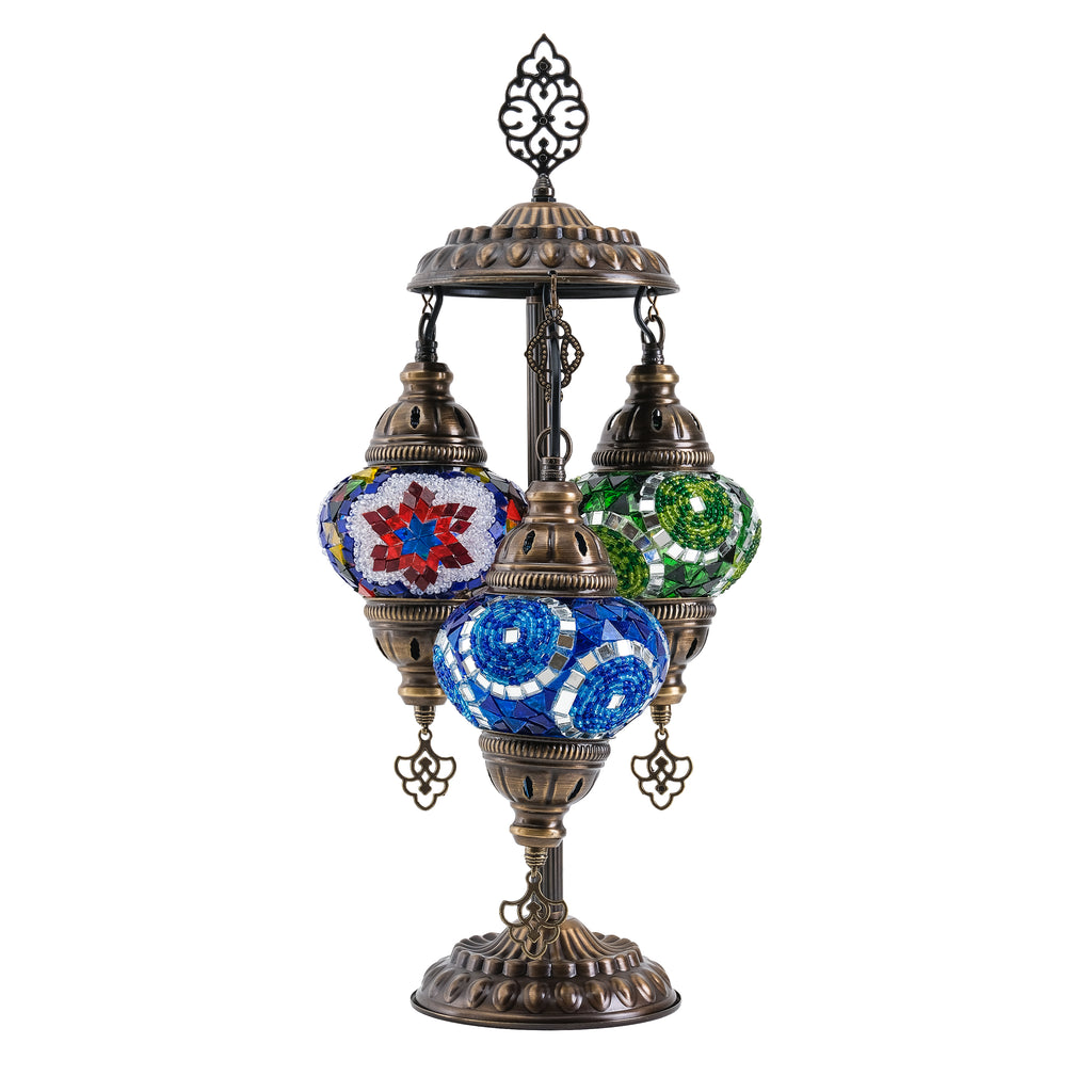 3-Globe Turkish Mosaic Table Lamp (Multicolor)