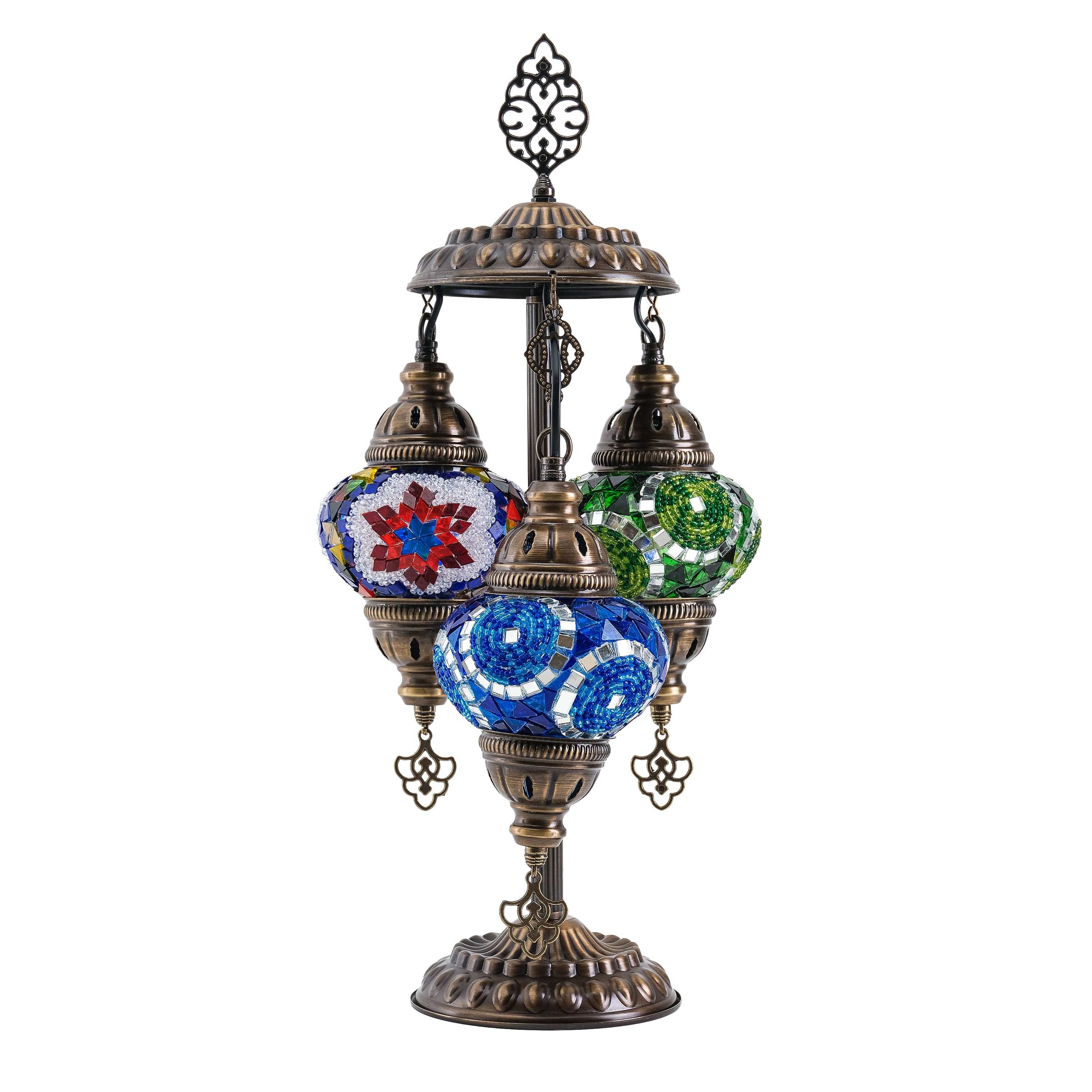 3-Globe Turkish Mosaic Table Lamp (Multicolor)