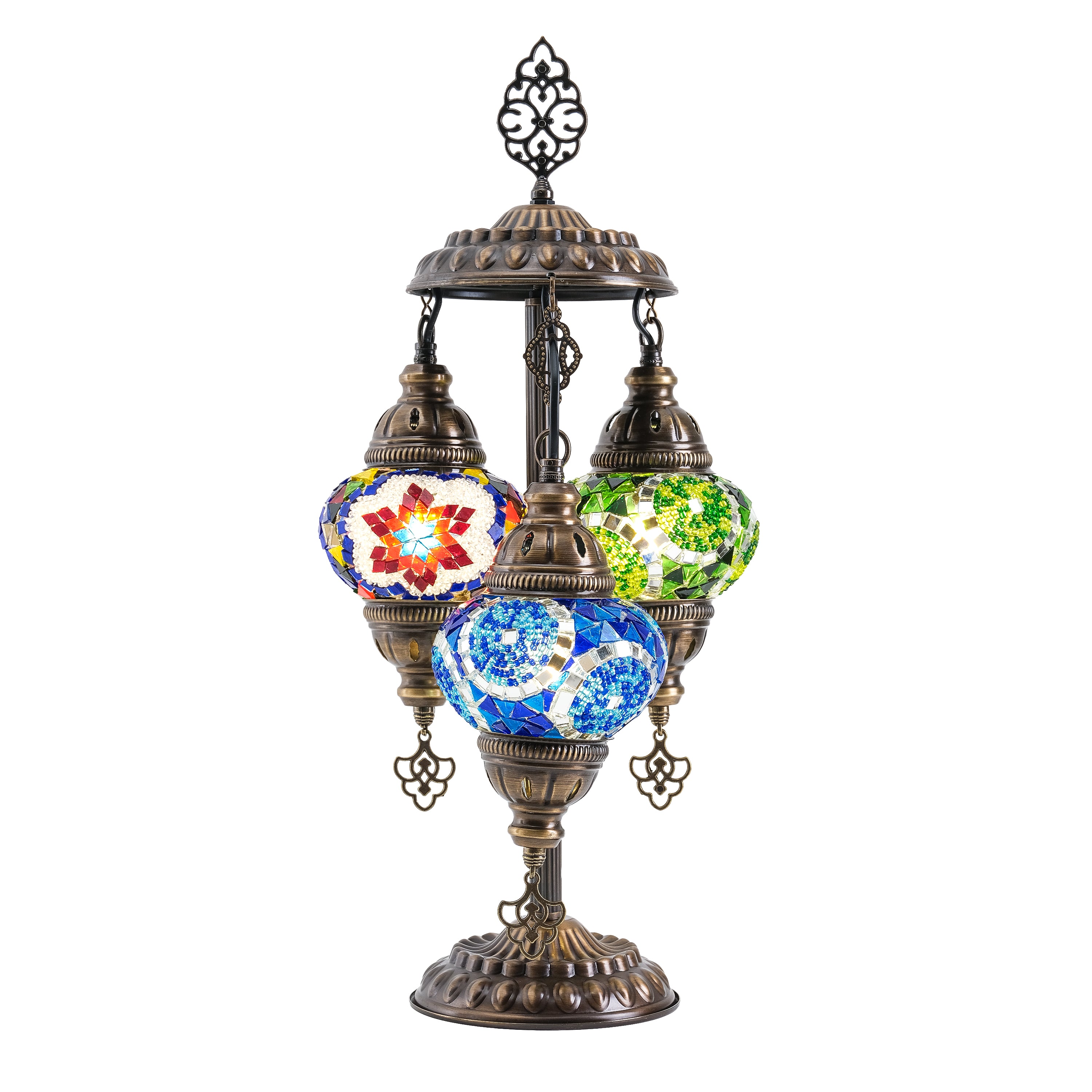 3-Globe Turkish Mosaic Table Lamp (Multicolor)