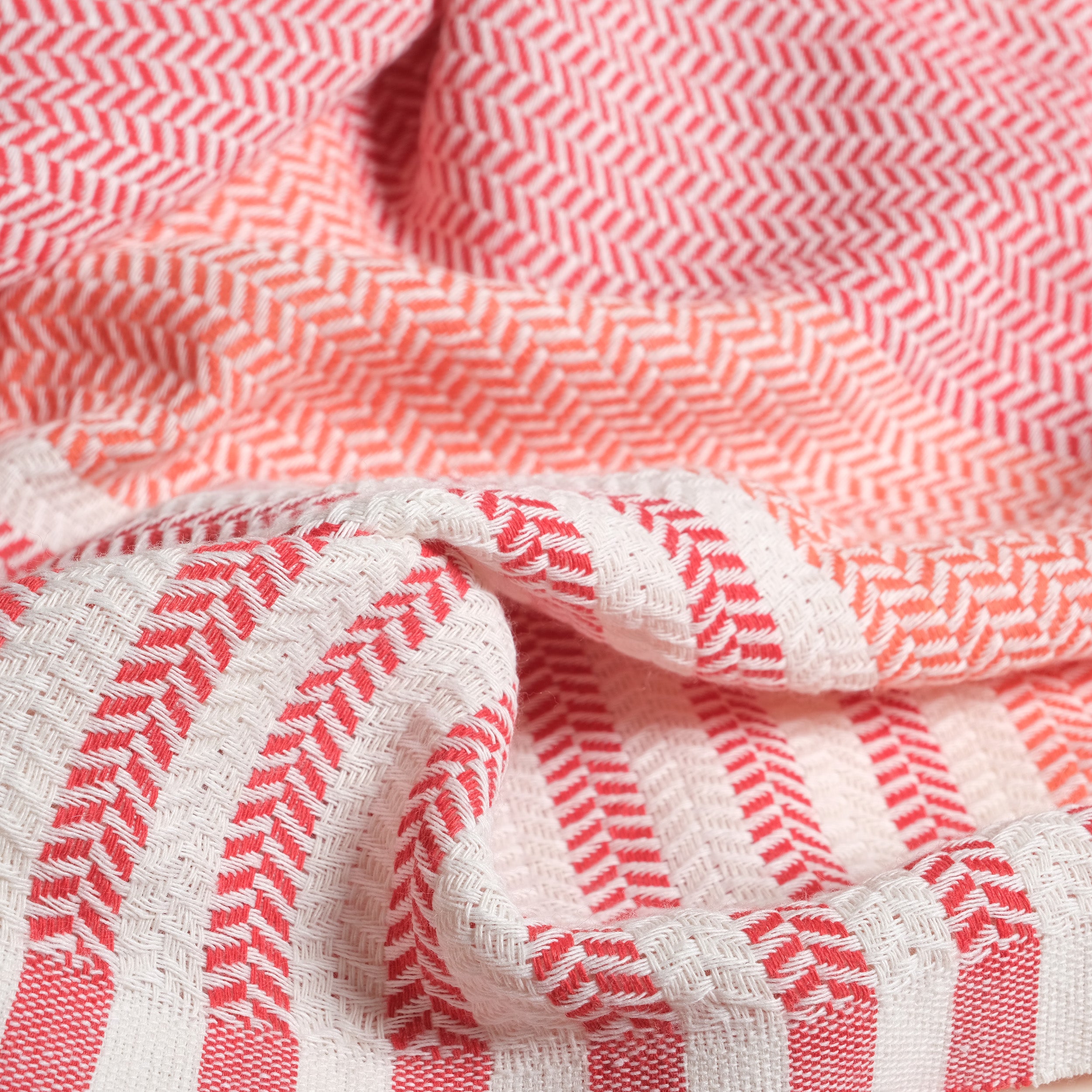 Orange Red Premium Turkish Cotton Peshtemal – Lightweight Spa & Beach Towel, Soft, Absorbent & Quick Dry (HPS-01)