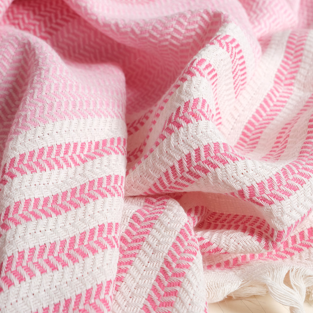 Pink Premium Turkish Cotton Peshtemal – Lightweight Spa & Beach Towel, Soft, Absorbent & Quick Dry (HPS-01)