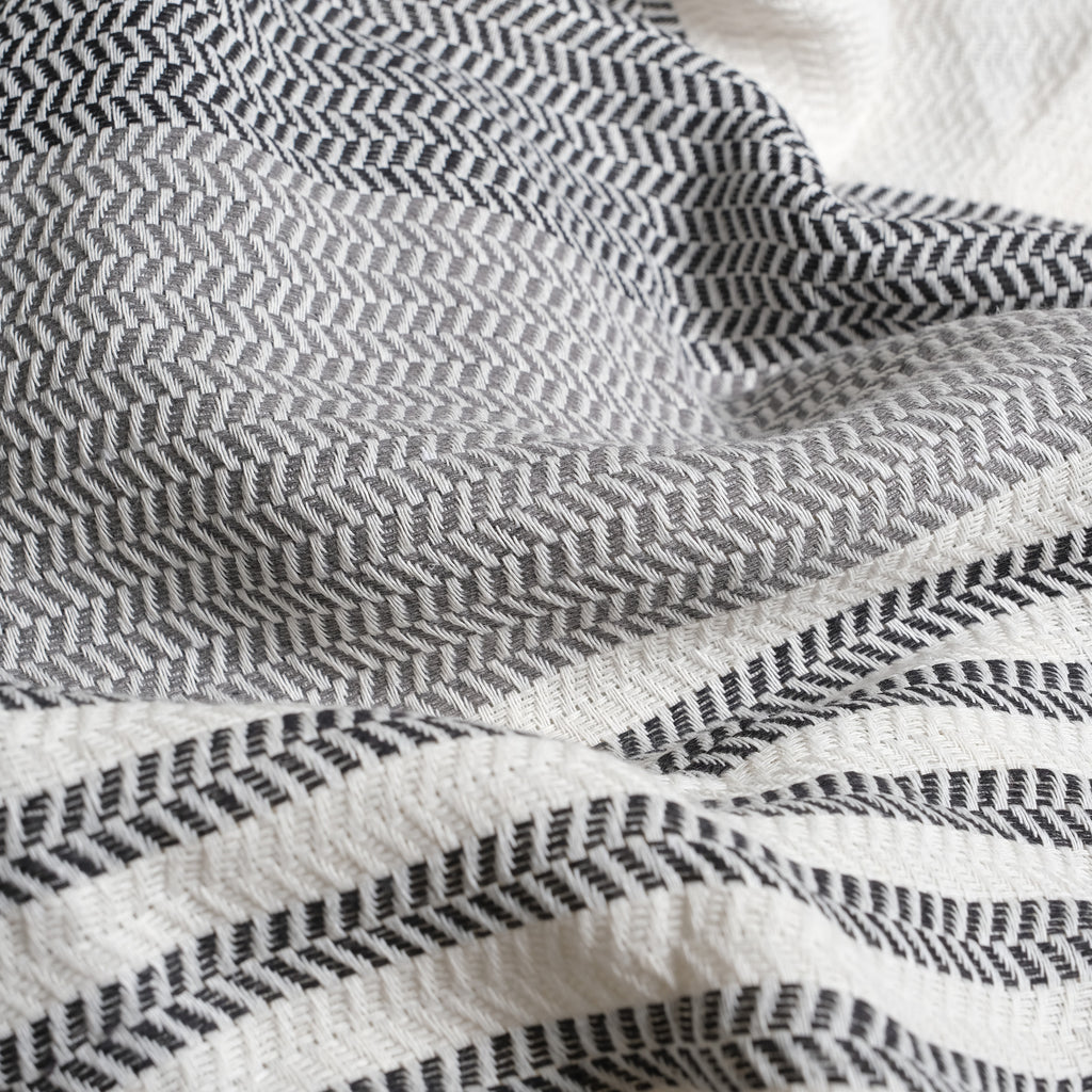 Black Grey Premium Turkish Cotton Peshtemal – Lightweight Spa & Beach Towel, Soft, Absorbent & Quick Dry (HPS-01)