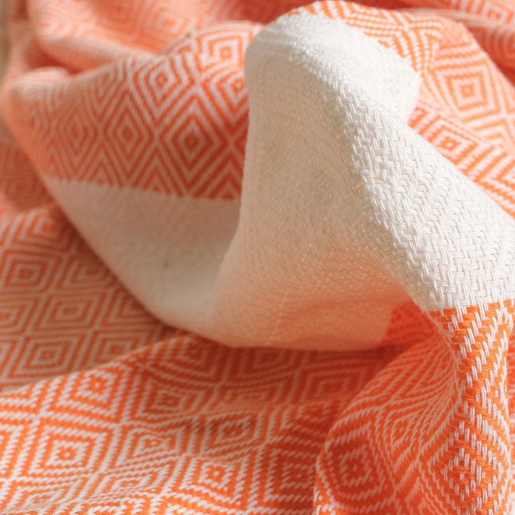 Orange Diamond Premium Turkish Cotton Peshtemal – Lightweight Spa & Beach Towel, Soft, Absorbent & Quick Dry (EPS-01)