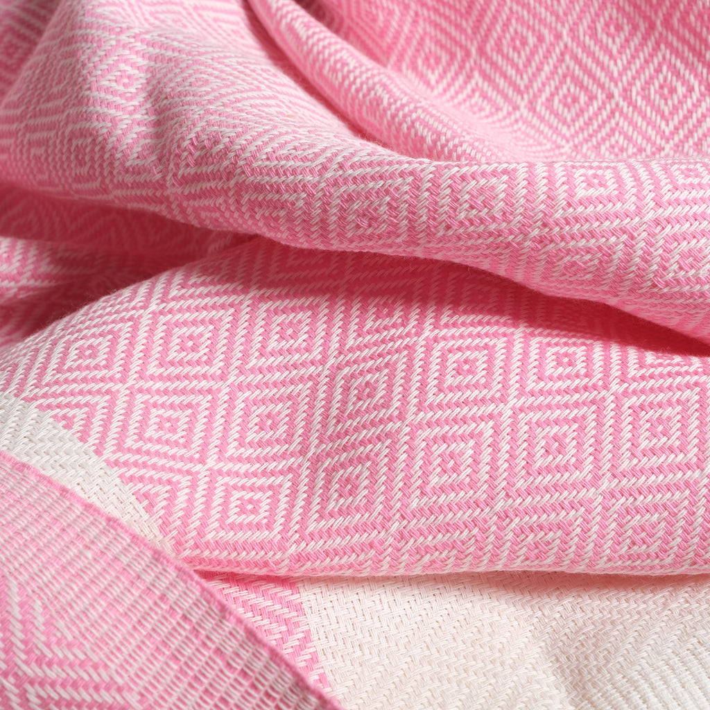 Light Pink Diamond Premium Turkish Cotton Peshtemal – Lightweight Spa & Beach Towel, Soft, Absorbent & Quick Dry (EPS-01)