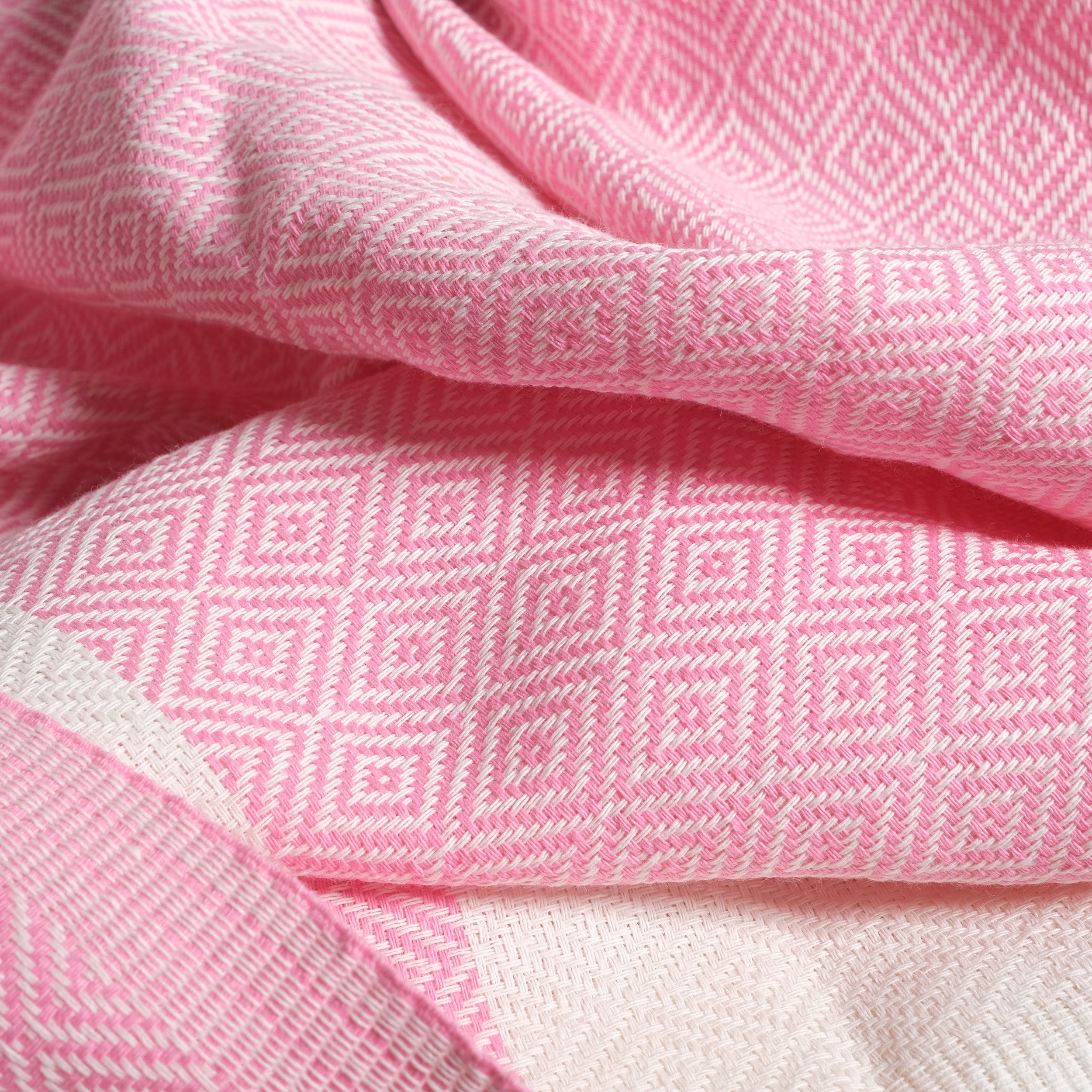 Light Pink Diamond Premium Turkish Cotton Peshtemal – Lightweight Spa & Beach Towel, Soft, Absorbent & Quick Dry (EPS-01)