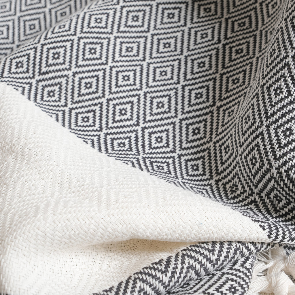 Black Diamond Premium Turkish Cotton Peshtemal – Lightweight Spa & Beach Towel, Soft, Absorbent & Quick Dry (EPS-01)
