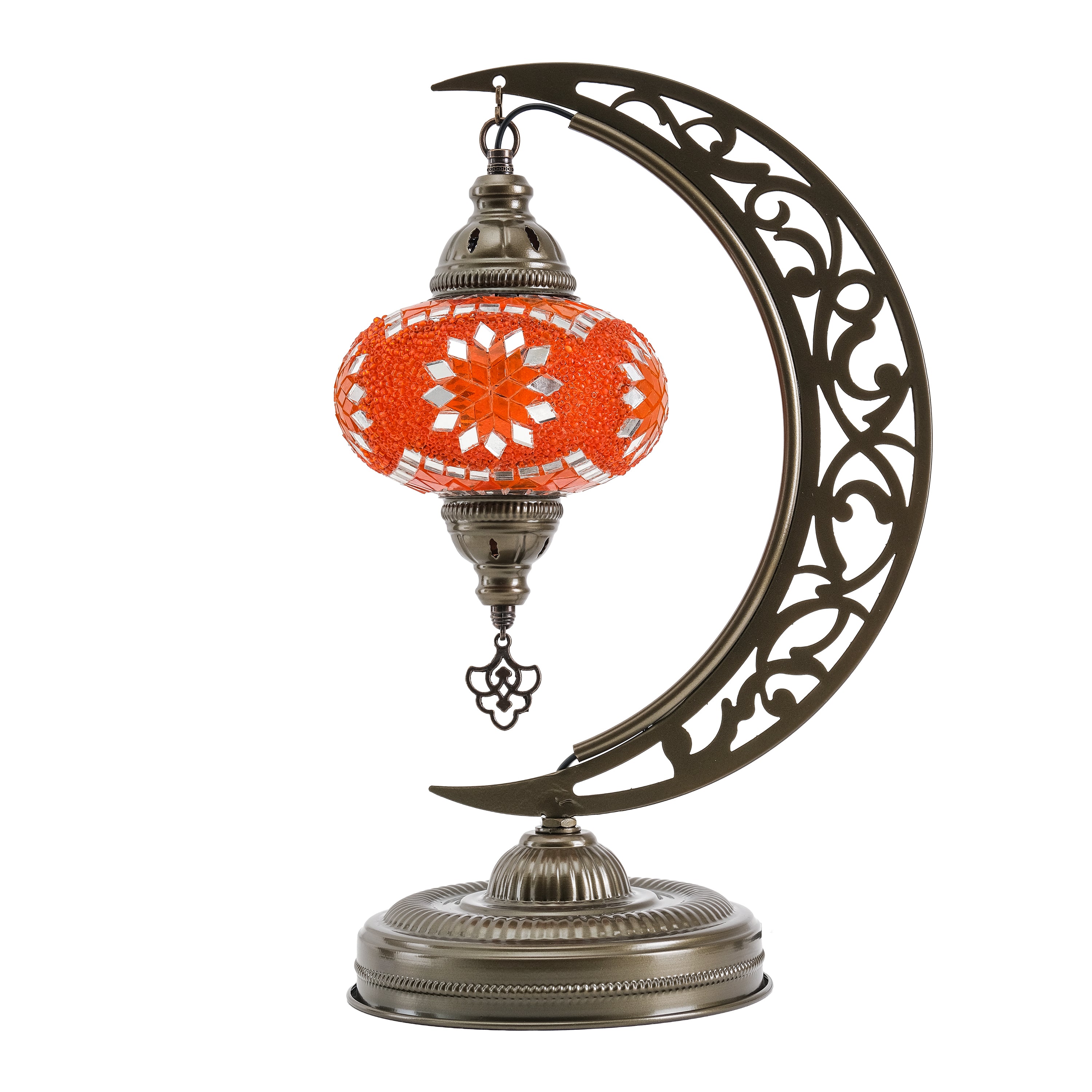 Turkish Mosaic Crescent Table Lamp (Orange)