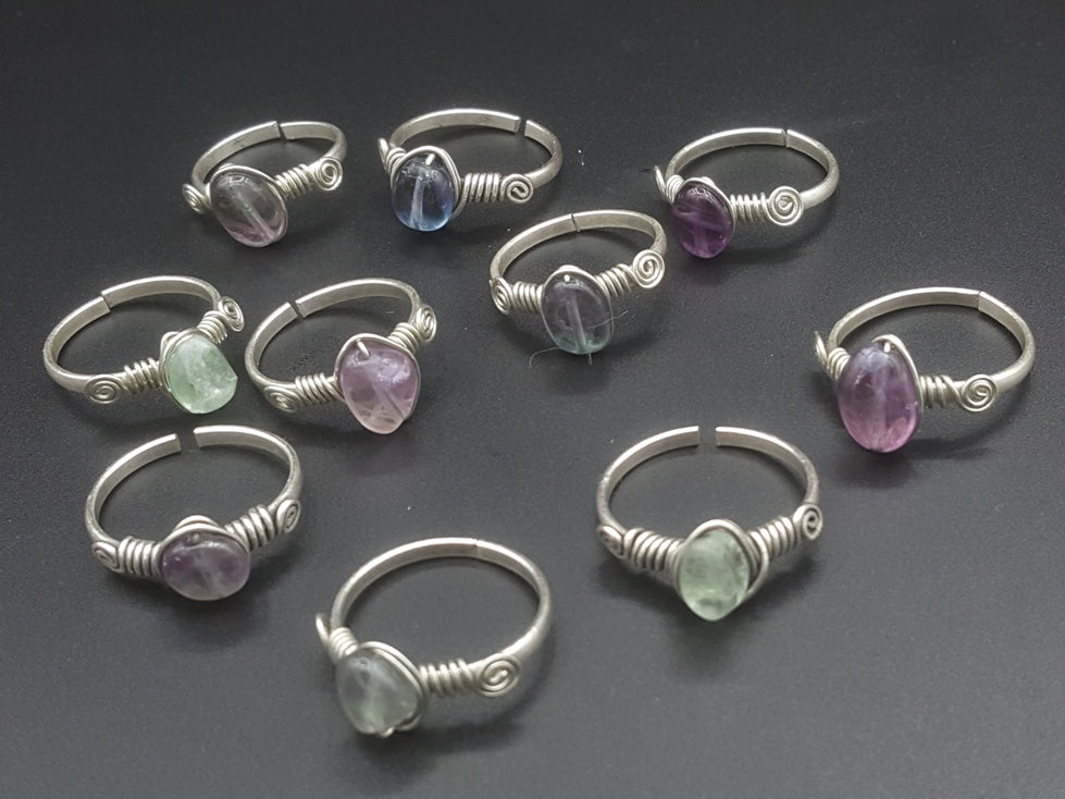 Handcrafted Fluorite Copper Ring – Gold, Polish Silver & Matte Silver Finish (R-351)