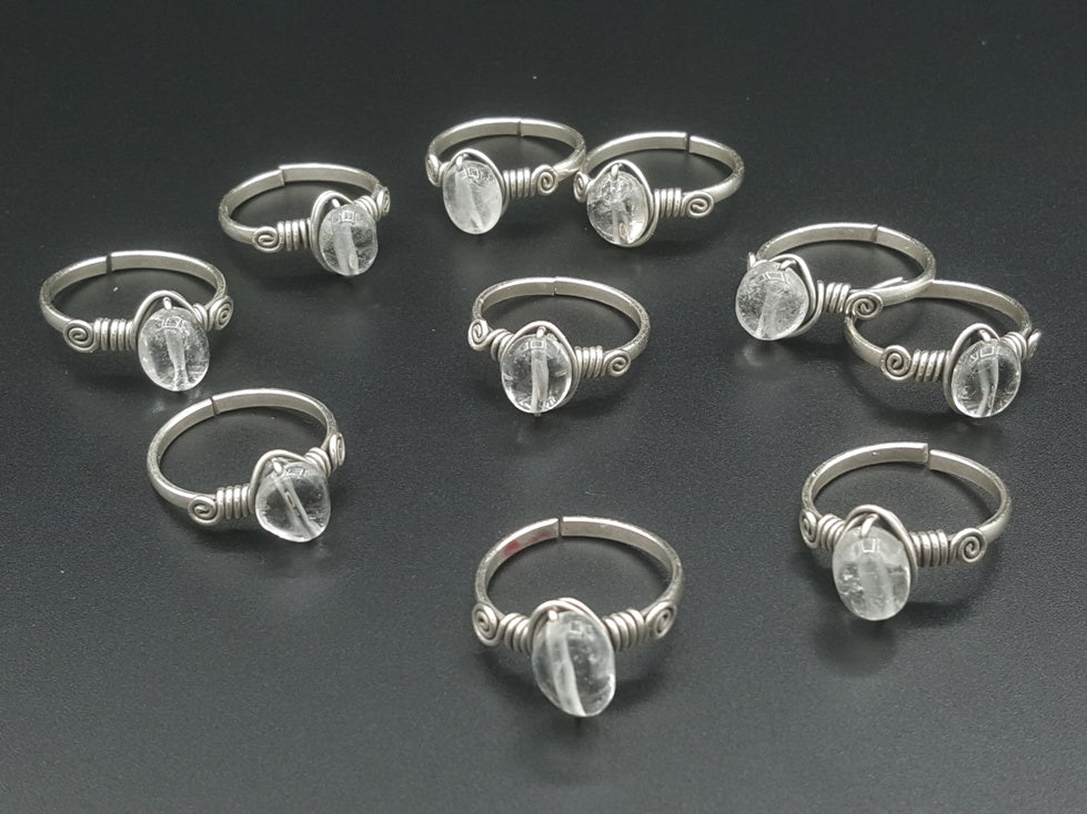 Handcrafted Clear Quartz Copper Ring – Gold, Polish Silver & Matte Silver Finish (R-365)
