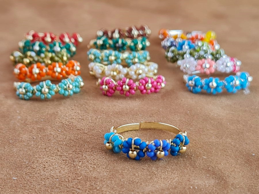 Handcrafted Sand Beads Ring Collection – Gold- Mat Silver-Polish Silver Plated Copper
