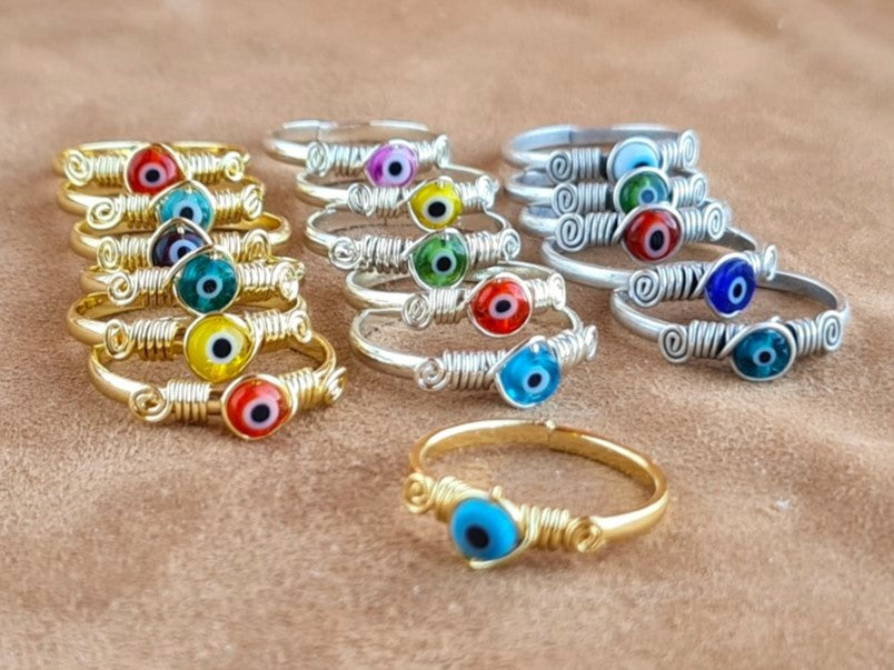 Handcrafted Natural Stone Ring Collection – Gold- Silver Plated Copper